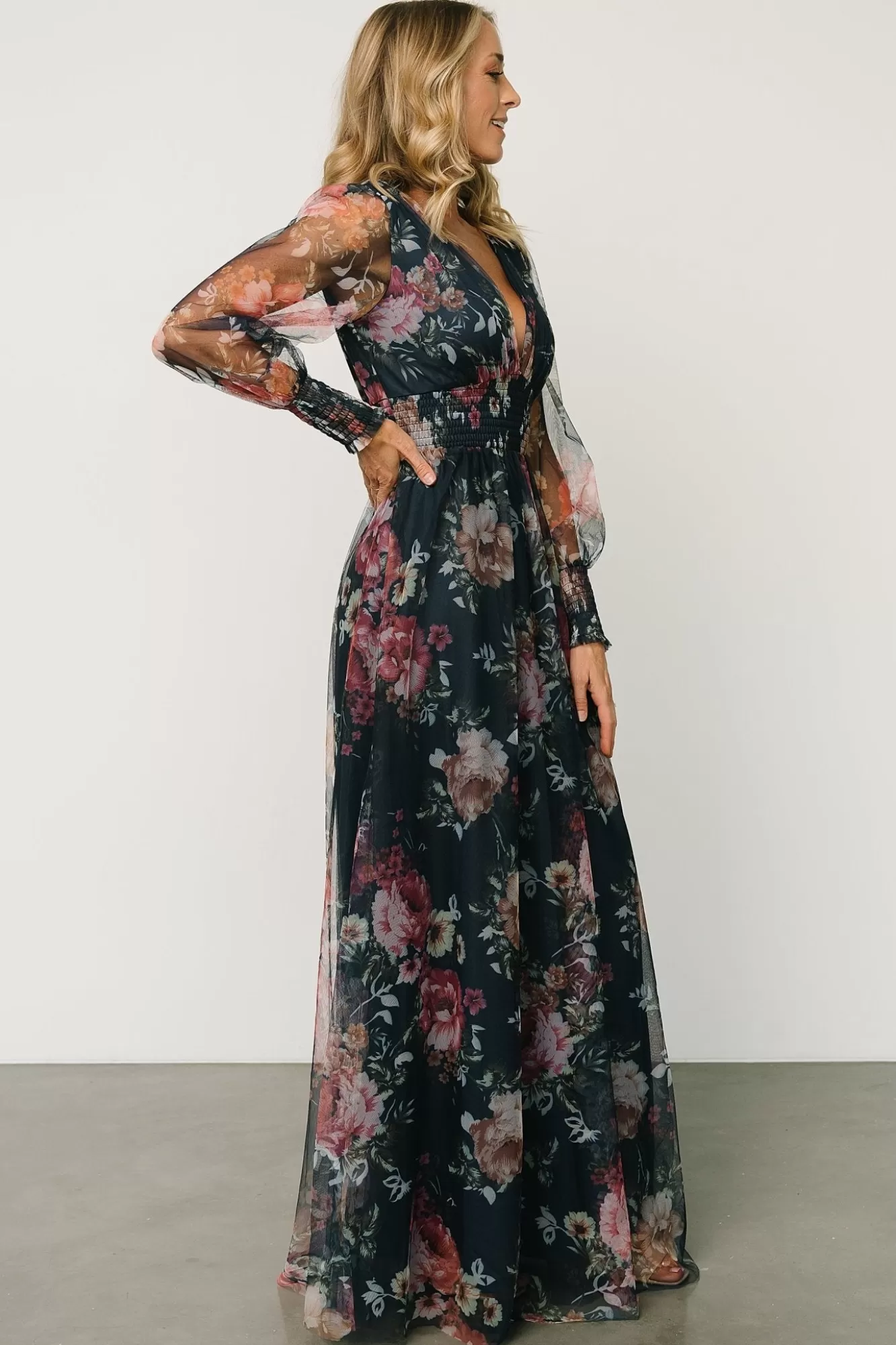 Baltic Born Maxi Dresses | Maxi Dresses | Layla Tulle Maxi Dress | Garden Navy Floral