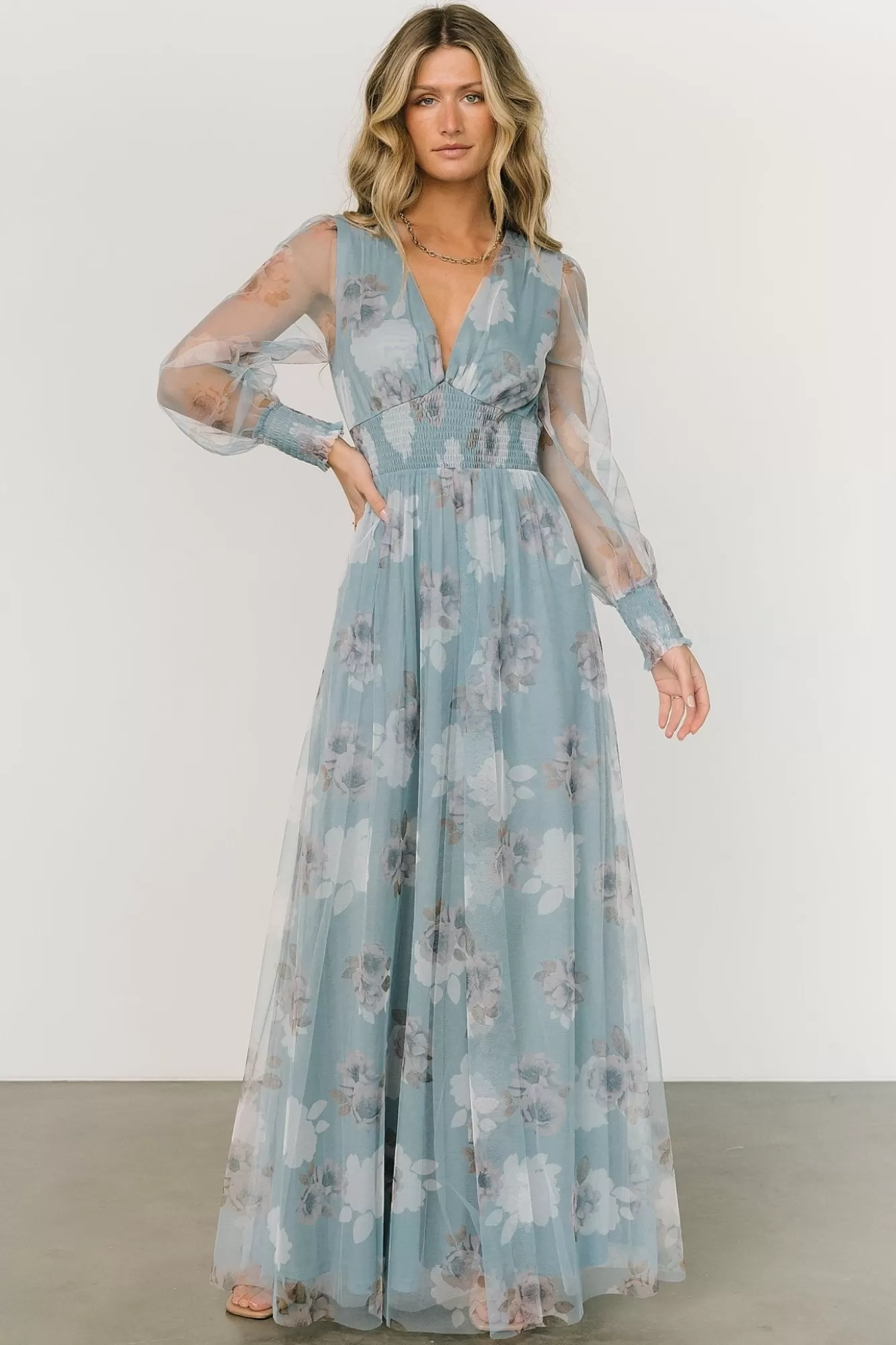 Baltic Born Maxi Dresses | Maxi Dresses | Layla Tulle Maxi Dress | Light Blue Floral