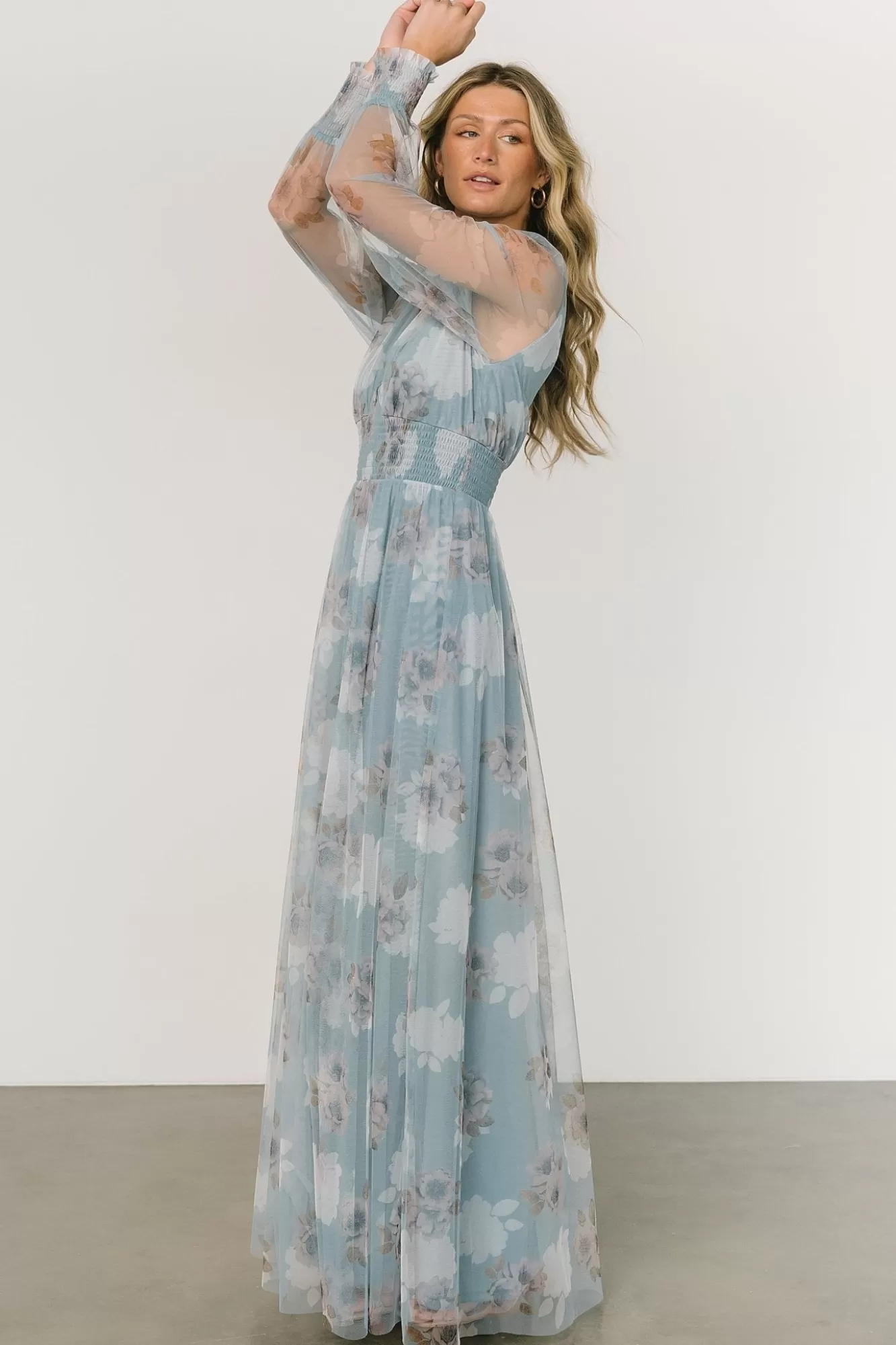 Baltic Born Maxi Dresses | Maxi Dresses | Layla Tulle Maxi Dress | Light Blue Floral