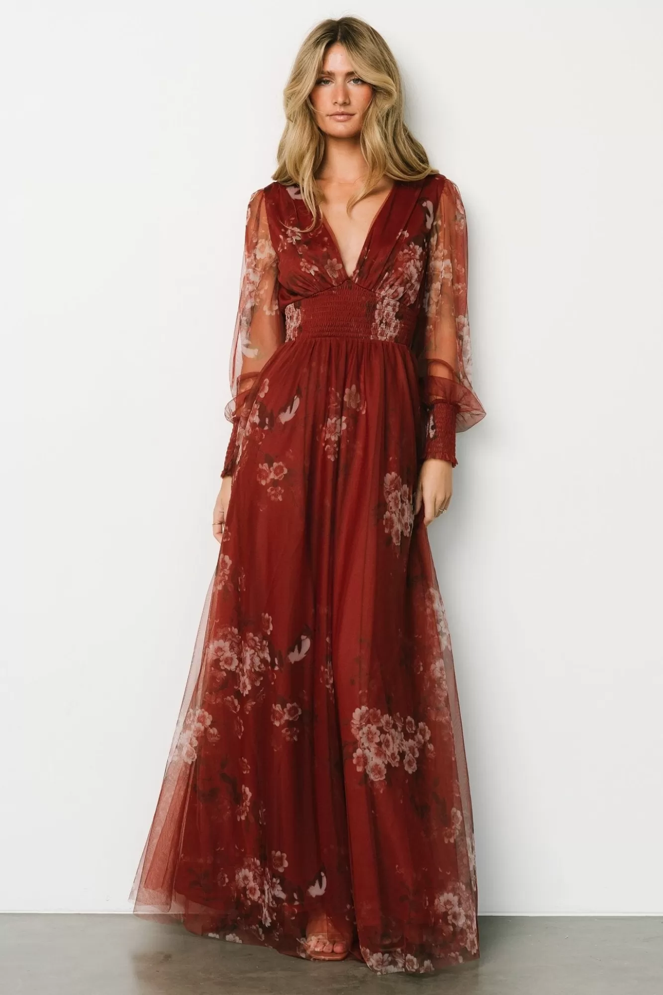 Baltic Born Maxi Dresses | Maxi Dresses | Layla Tulle Maxi Dress | Rust Floral