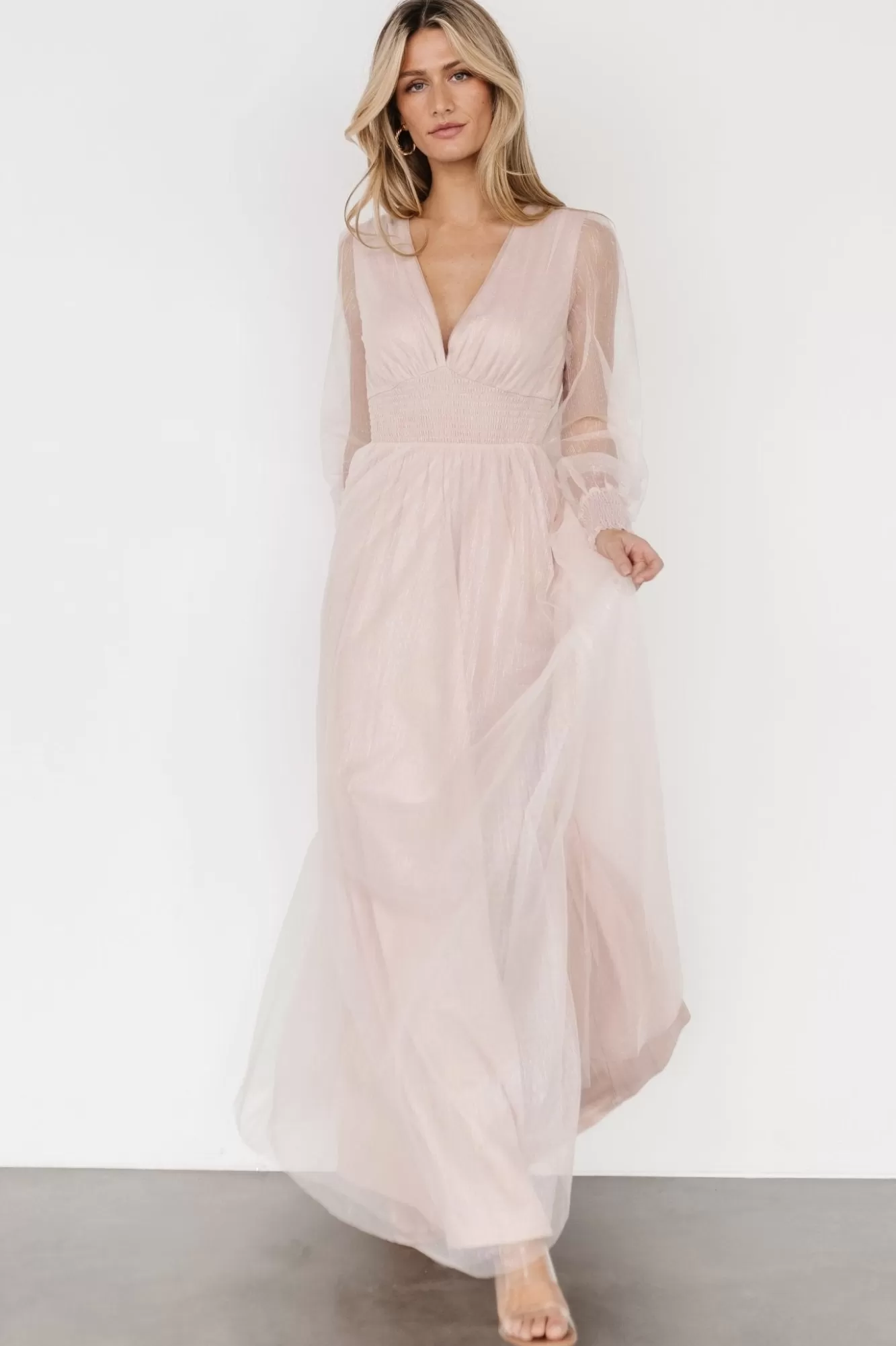 Baltic Born Maxi Dresses | Maxi Dresses | Layla Tulle Maxi Dress | Shimmer Pink