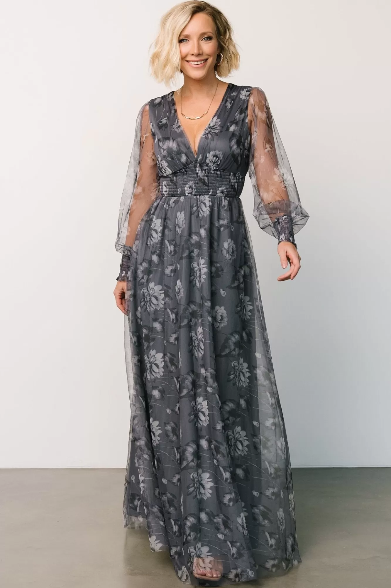 Baltic Born Maxi Dresses | Maxi Dresses | Layla Tulle Maxi Dress | Slate Floral