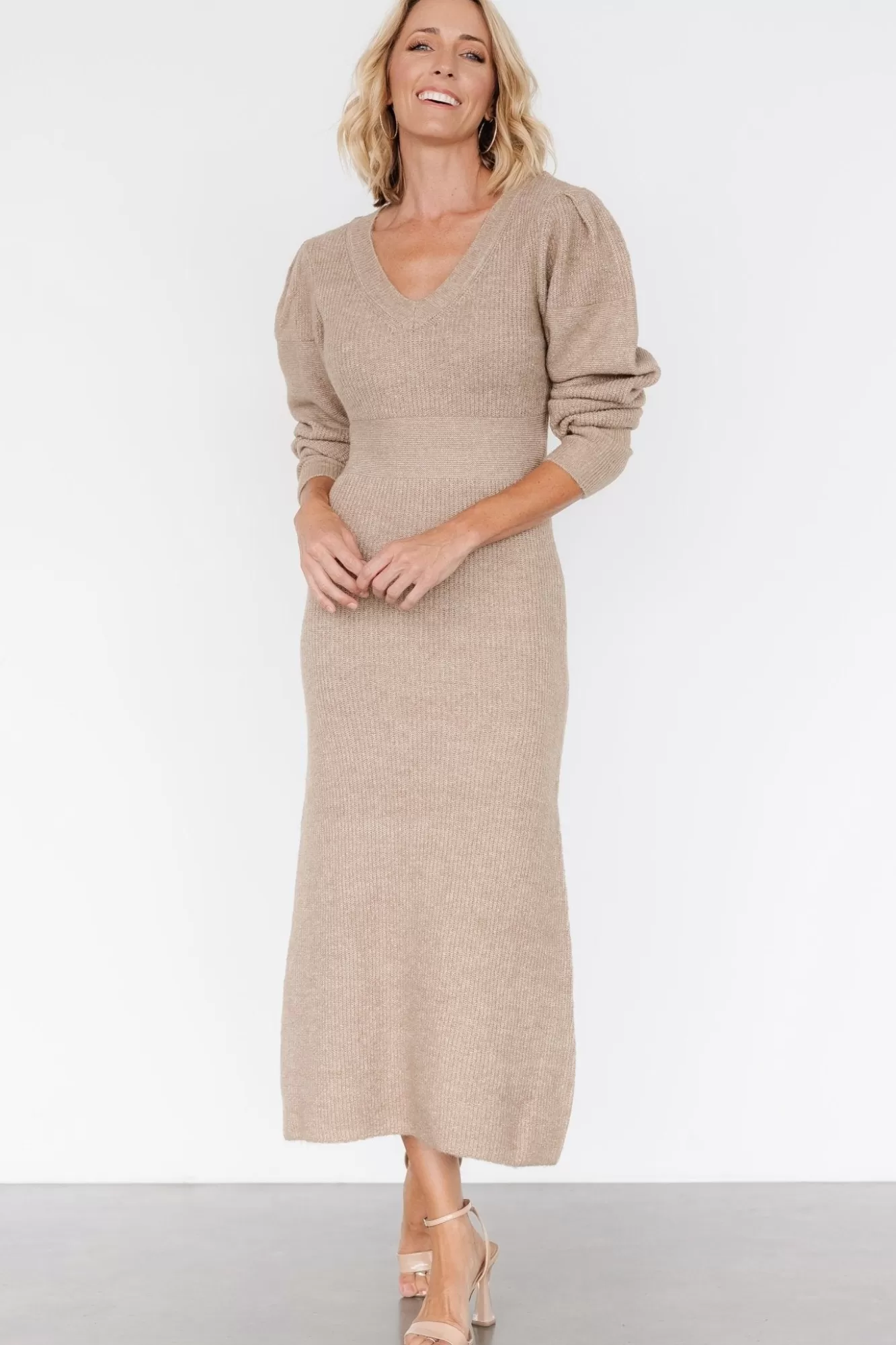 Baltic Born Midi Dresses | Midi Dresses | Lenore V Neck Sweater Dress |