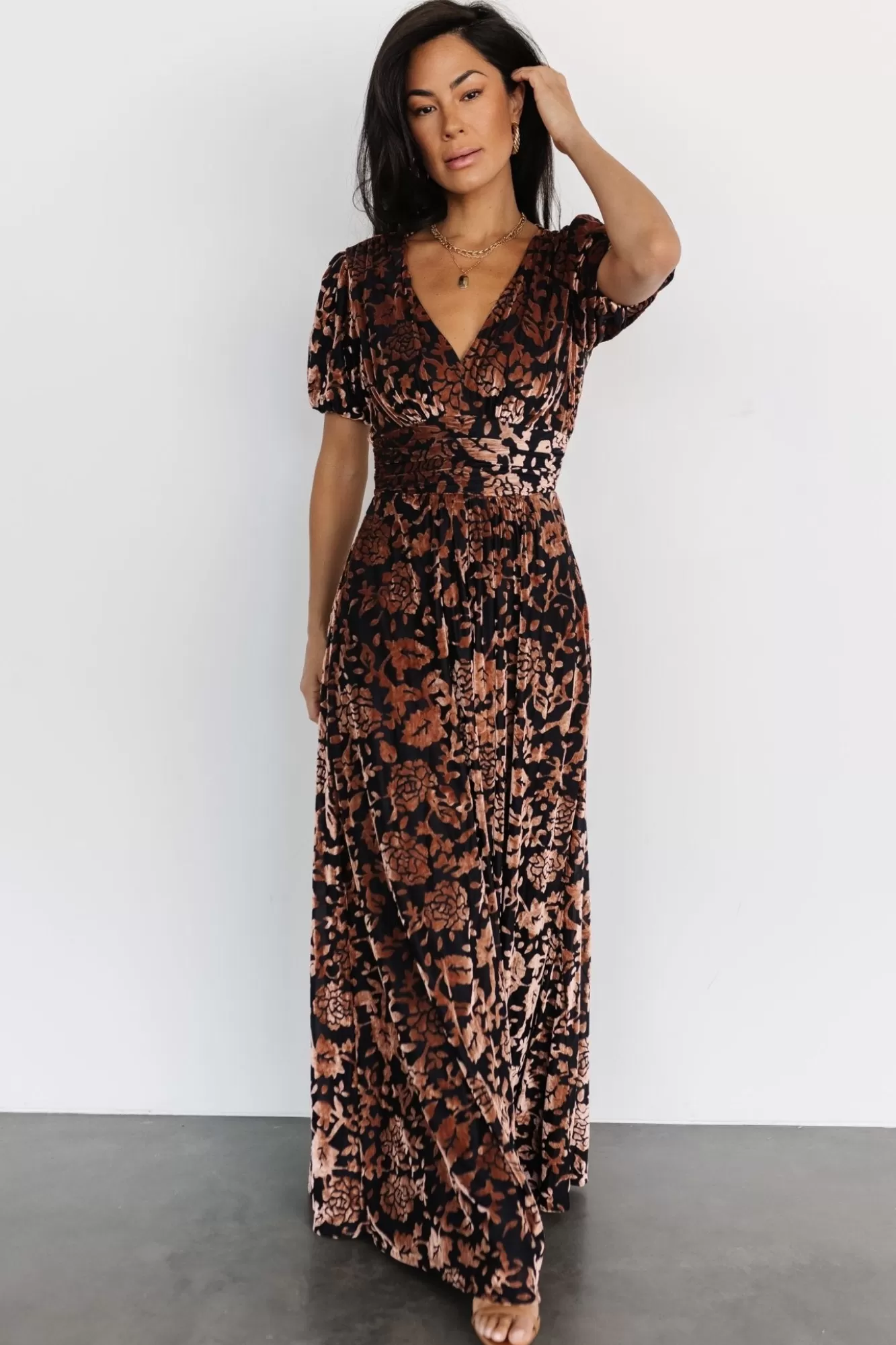 Baltic Born Maxi Dresses | Maxi Dresses | Leslie Velvet Maxi Dress | Black + Bronze