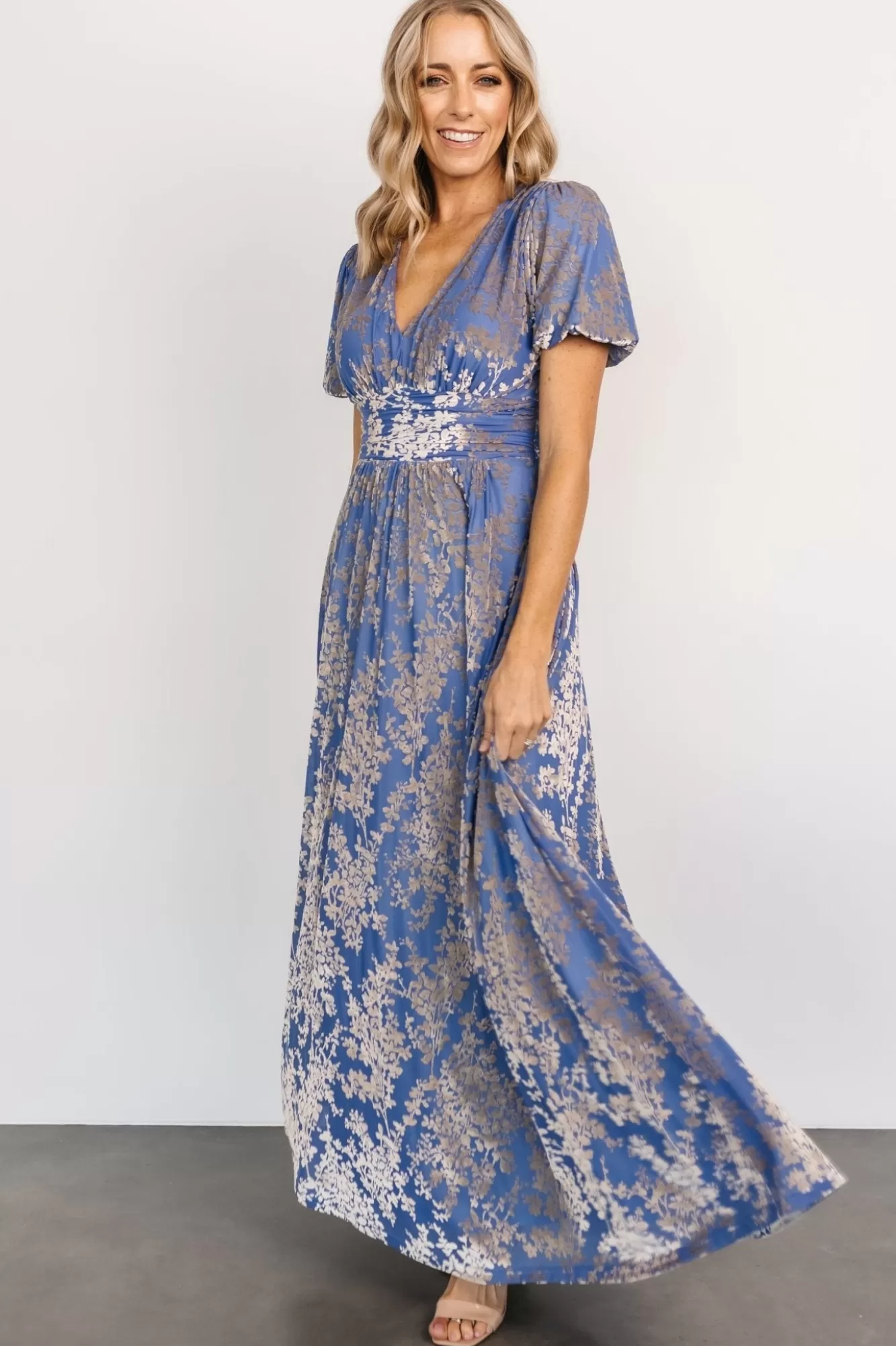 Baltic Born Maxi Dresses | Maxi Dresses | Leslie Velvet Maxi Dress | Blue + Silver