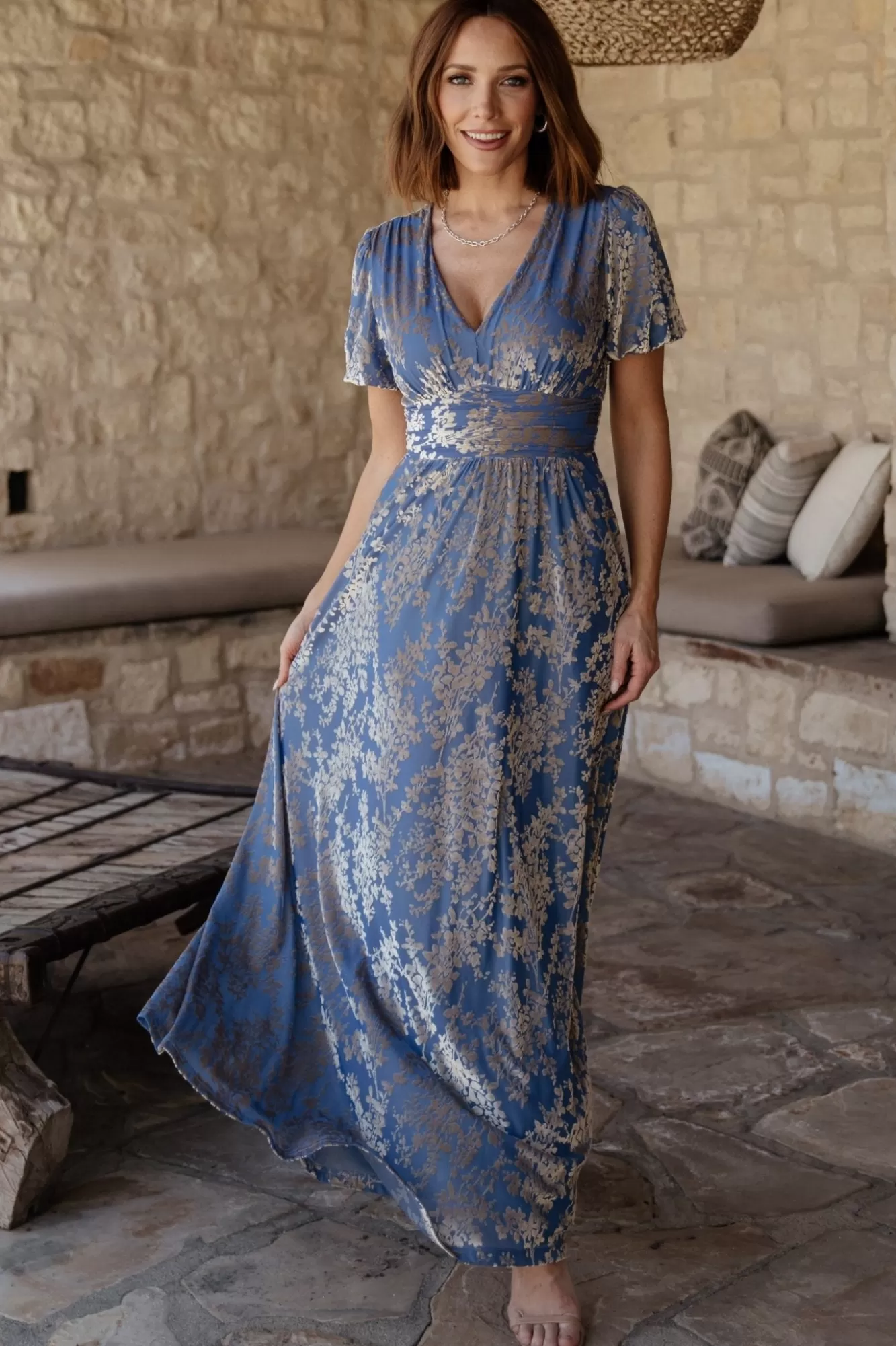 Baltic Born Maxi Dresses | Maxi Dresses | Leslie Velvet Maxi Dress | Blue + Silver