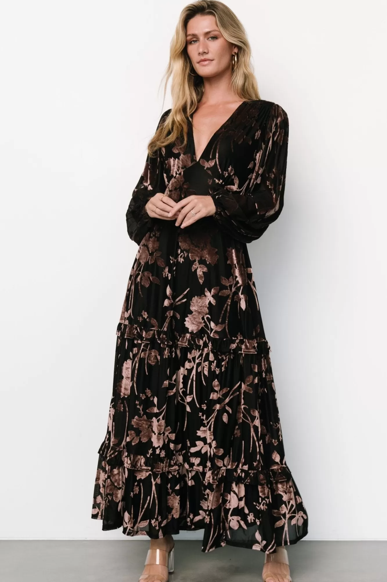 Baltic Born Maxi Dresses | Maxi Dresses | Liana Velvet Embossed Maxi Dress |