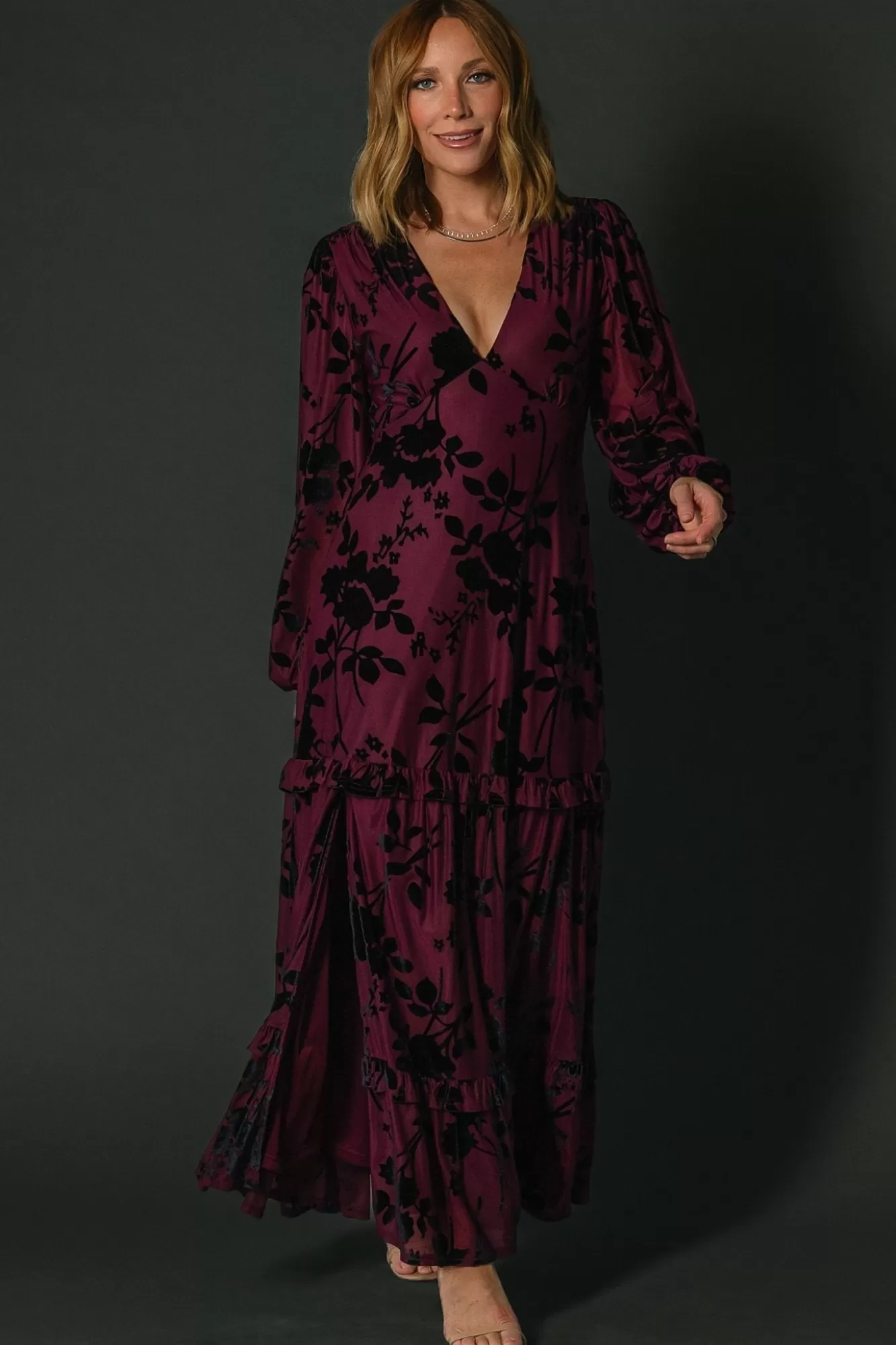 Baltic Born Maxi Dresses | Maxi Dresses | Liana Velvet Embossed Maxi Dress |