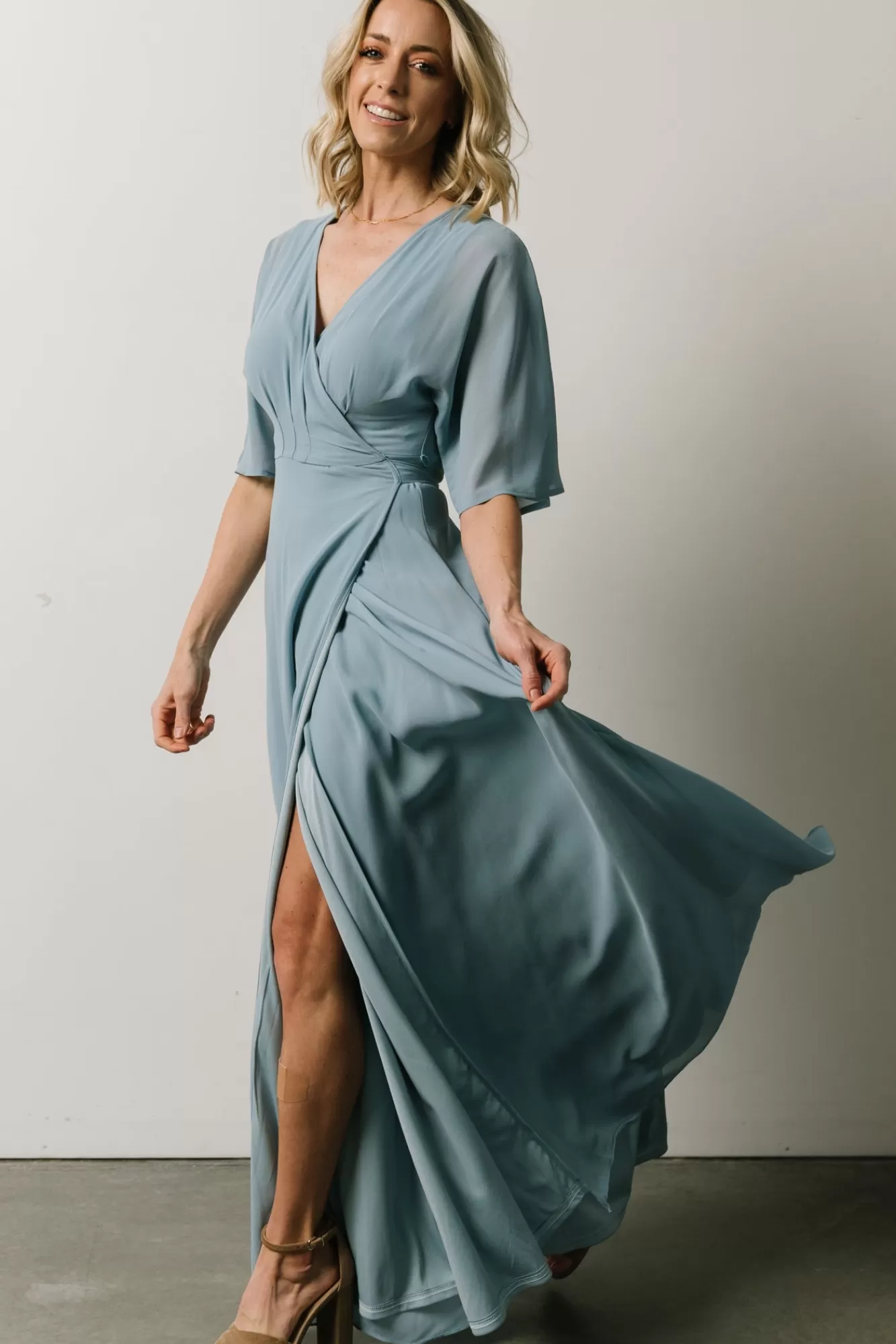 Baltic Born Maxi Dresses | Maxi Dresses | Lilly Wrap Maxi Dress | Dusty Blue