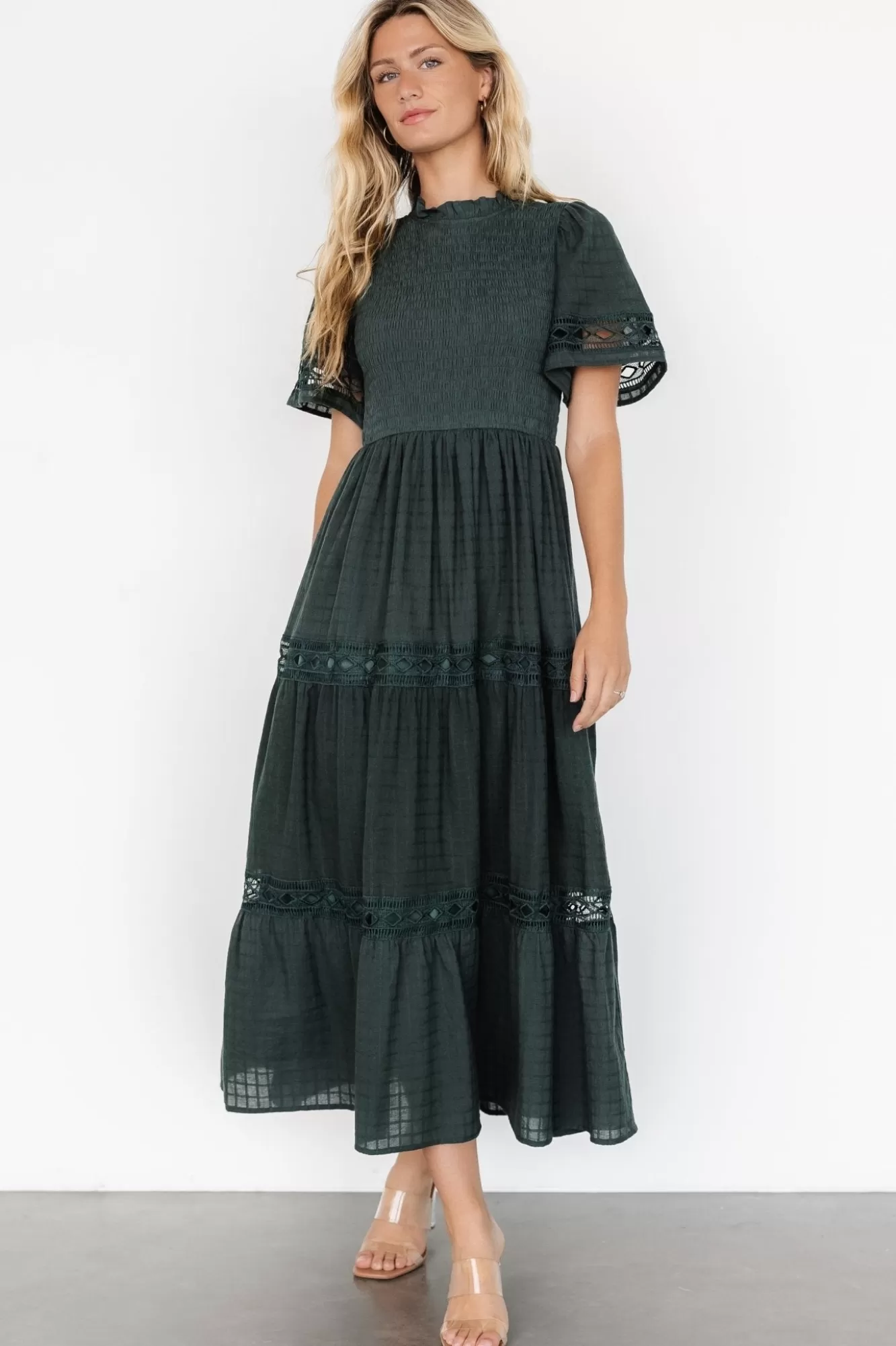 Baltic Born Maxi Dresses | Maxi Dresses | Loveland Geo Lace Maxi Dress | Dark Green