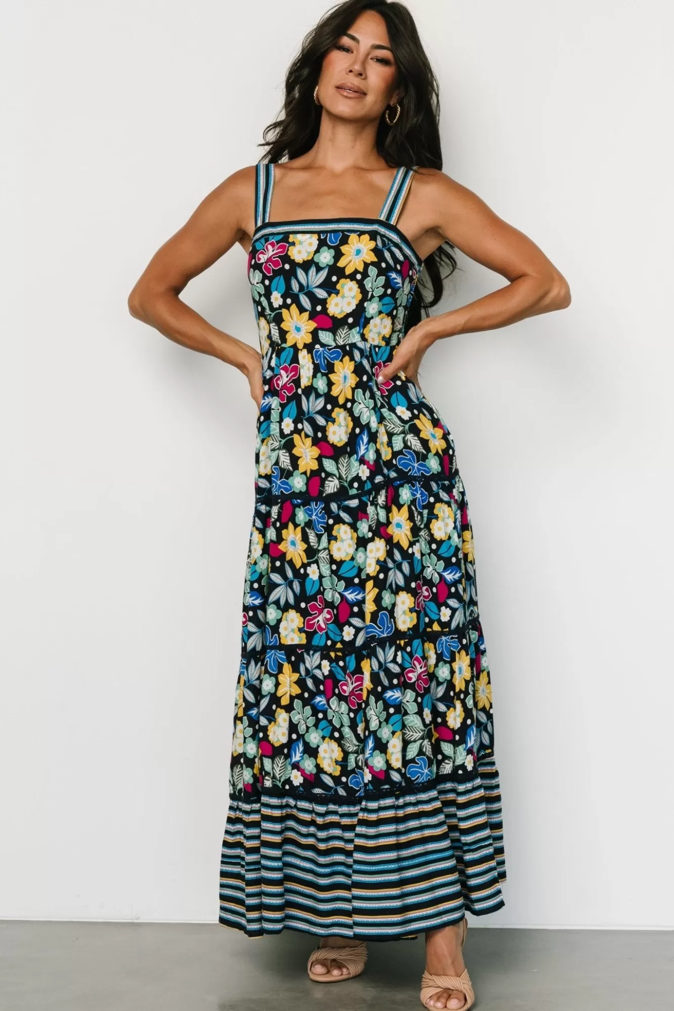 Baltic Born Maxi Dresses | Maxi Dresses | Lucia Tank Maxi Dress | Black Multi Print