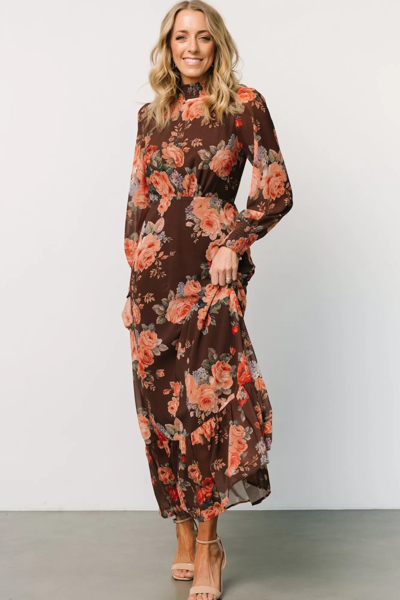 Baltic Born Maxi Dresses | Maxi Dresses | Luciana Maxi Dress | Brown Floral