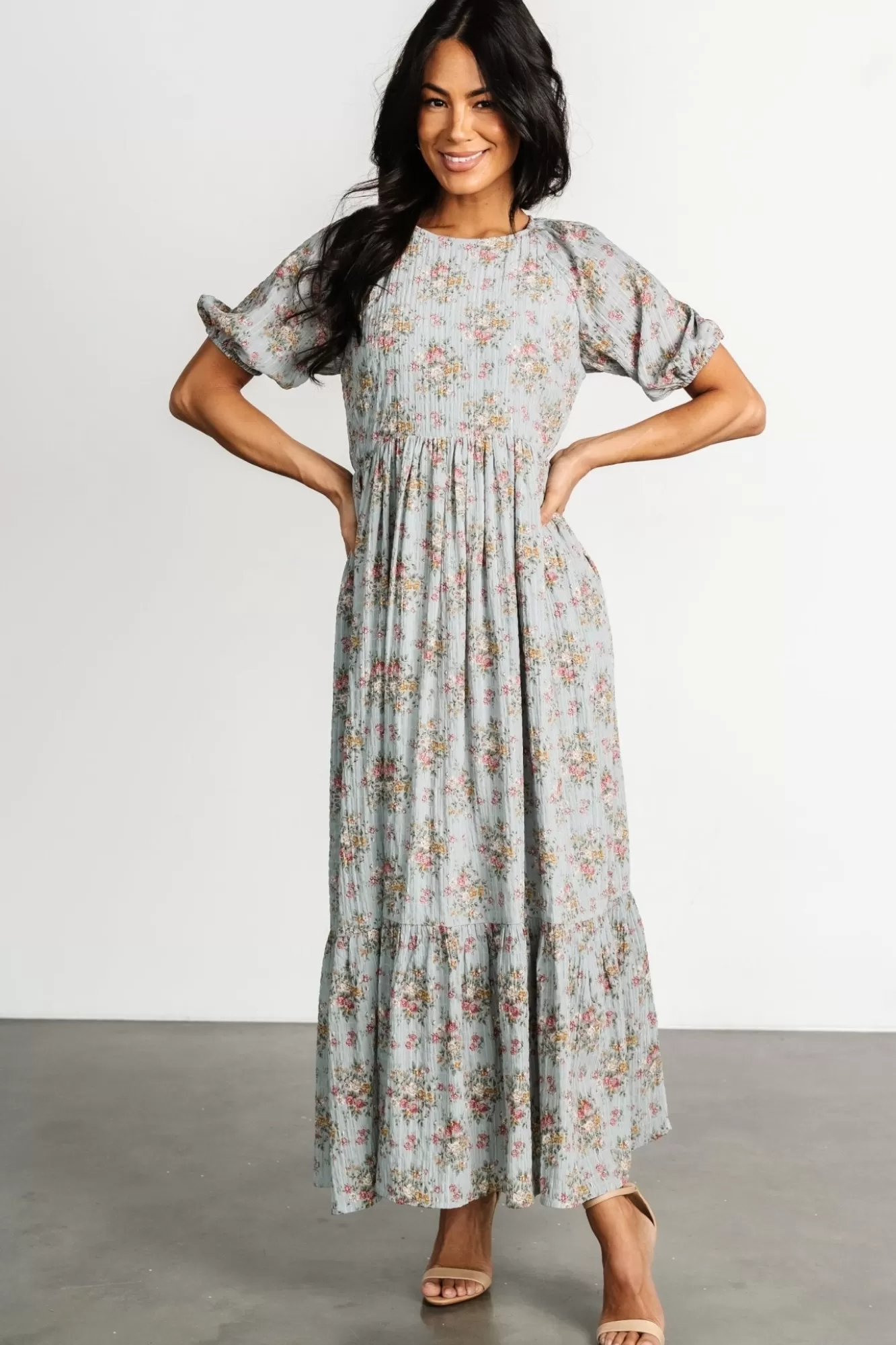 Baltic Born Maxi Dresses | Maxi Dresses | Lucinda Back Tie Dress | Dusty Blue Floral