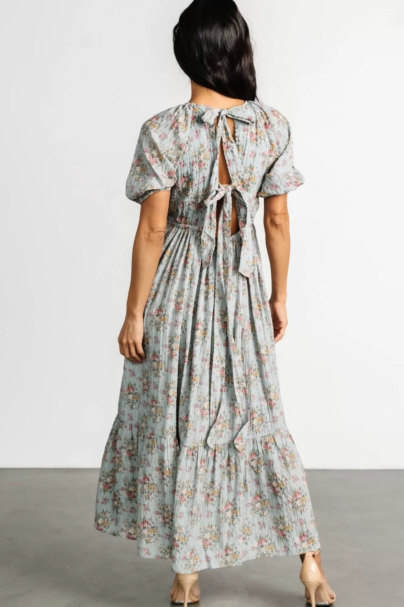 Baltic Born Maxi Dresses | Maxi Dresses | Lucinda Back Tie Dress | Dusty Blue Floral