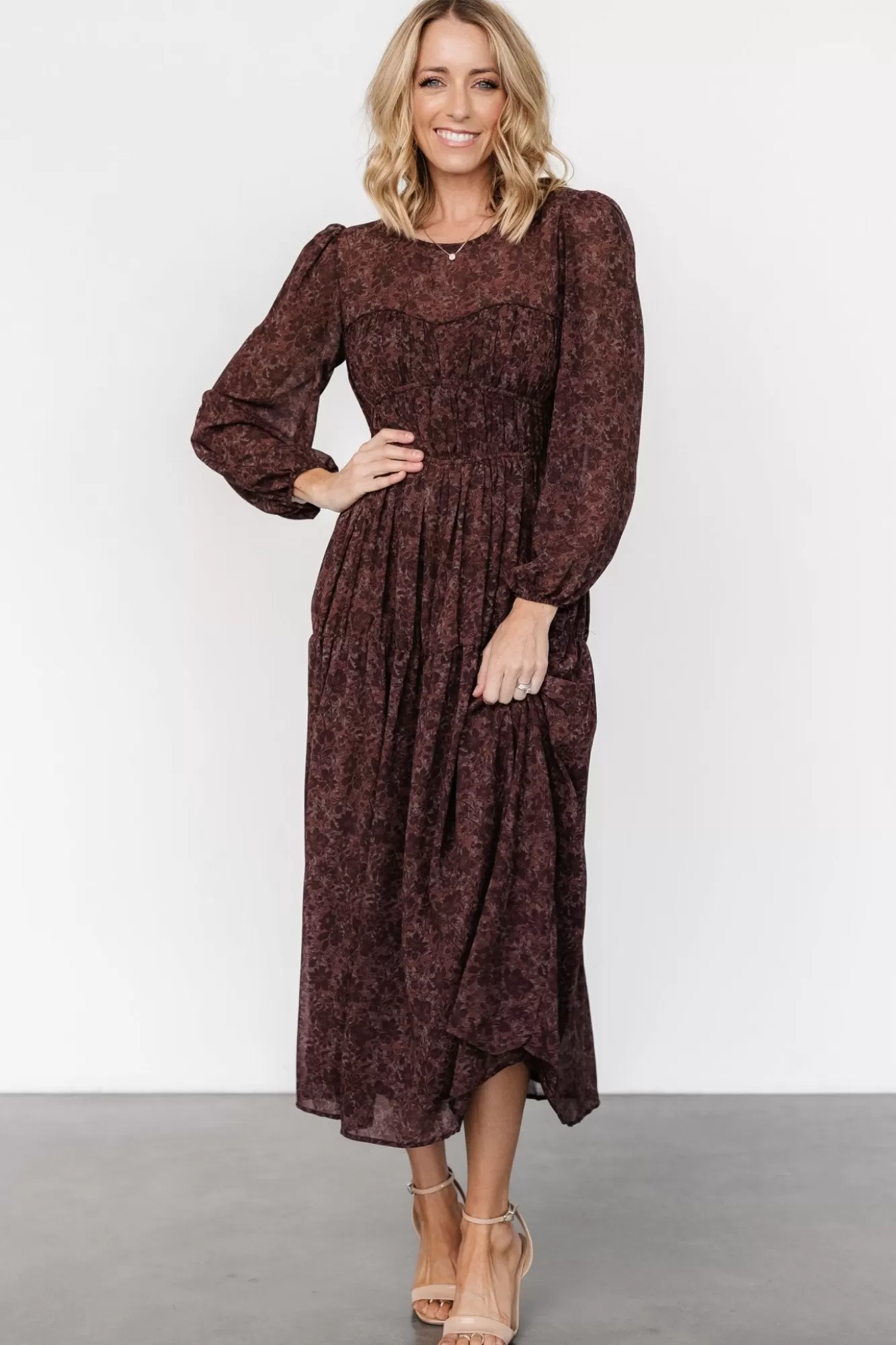 Baltic Born Maxi Dresses | Maxi Dresses | Madelyn Maxi Dress | Brown Floral