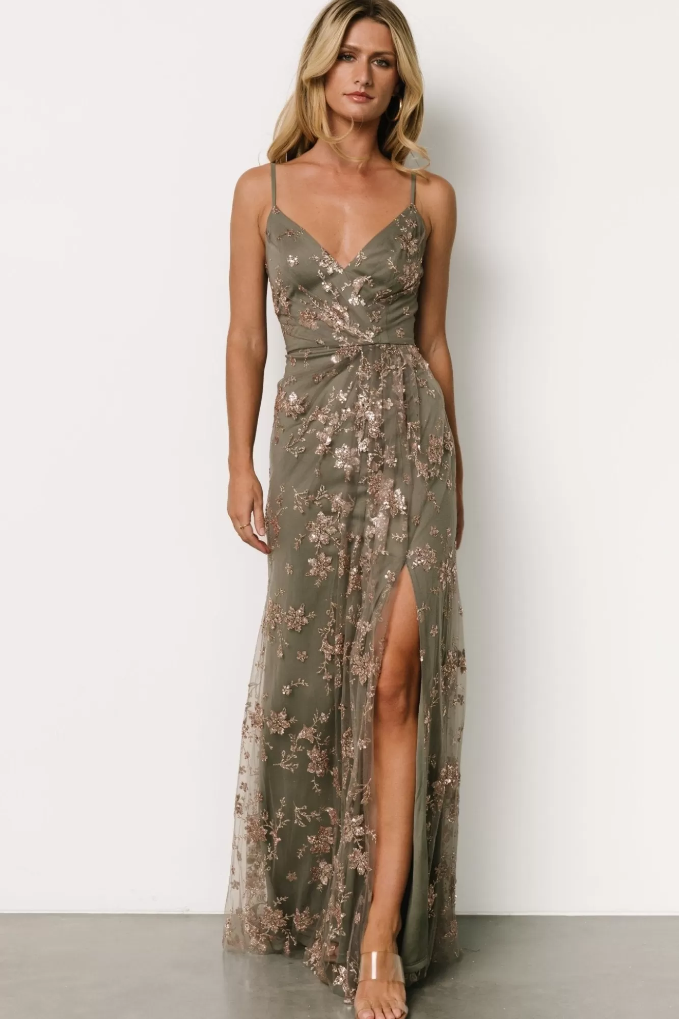 Baltic Born Maxi Dresses | Maxi Dresses | Marcia Sparkle Gown | Eucalyptus + Rose Gold