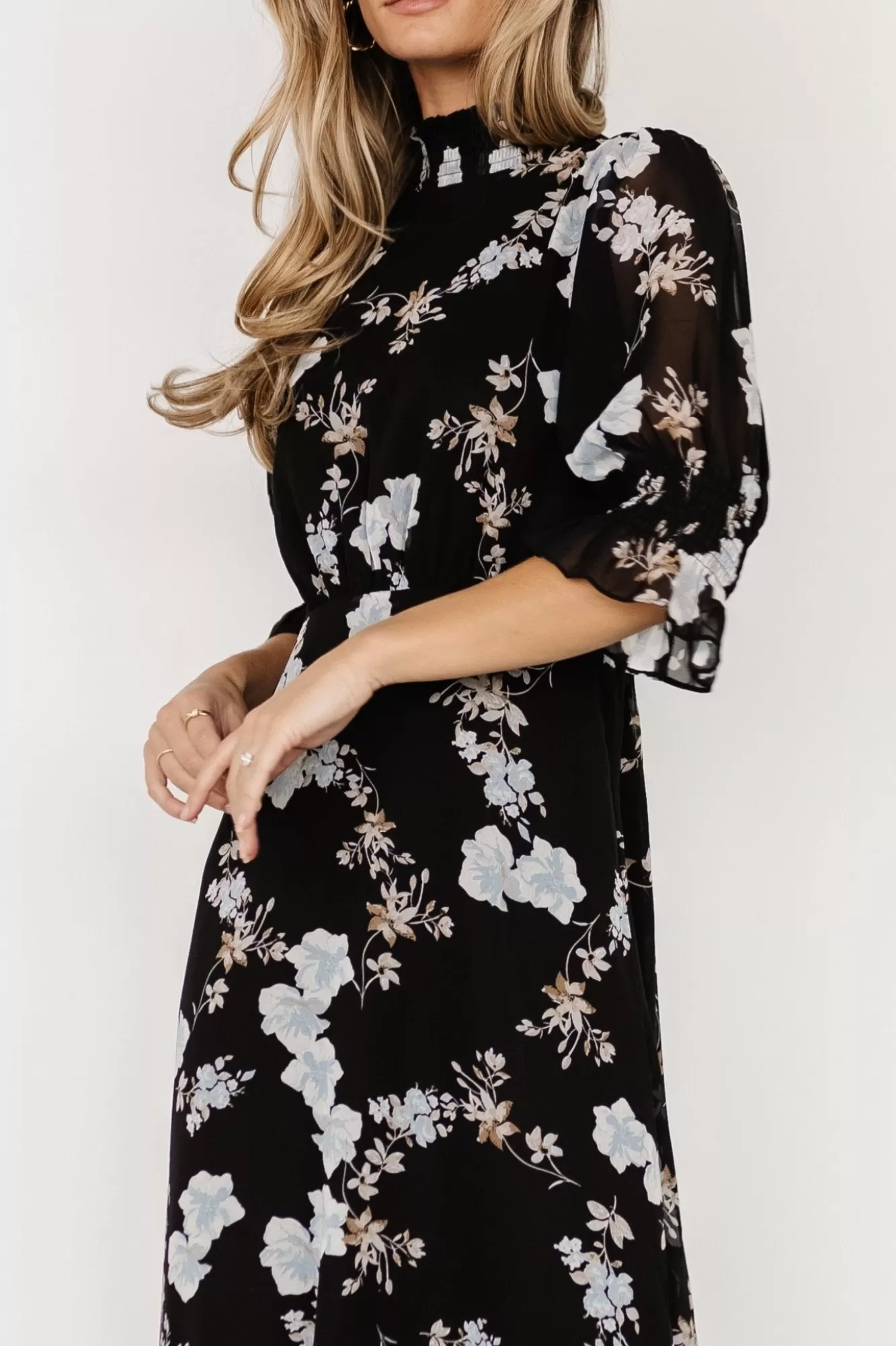 Baltic Born Maxi Dresses | Maxi Dresses | Marie Mock Neck Maxi Dress | Black Floral