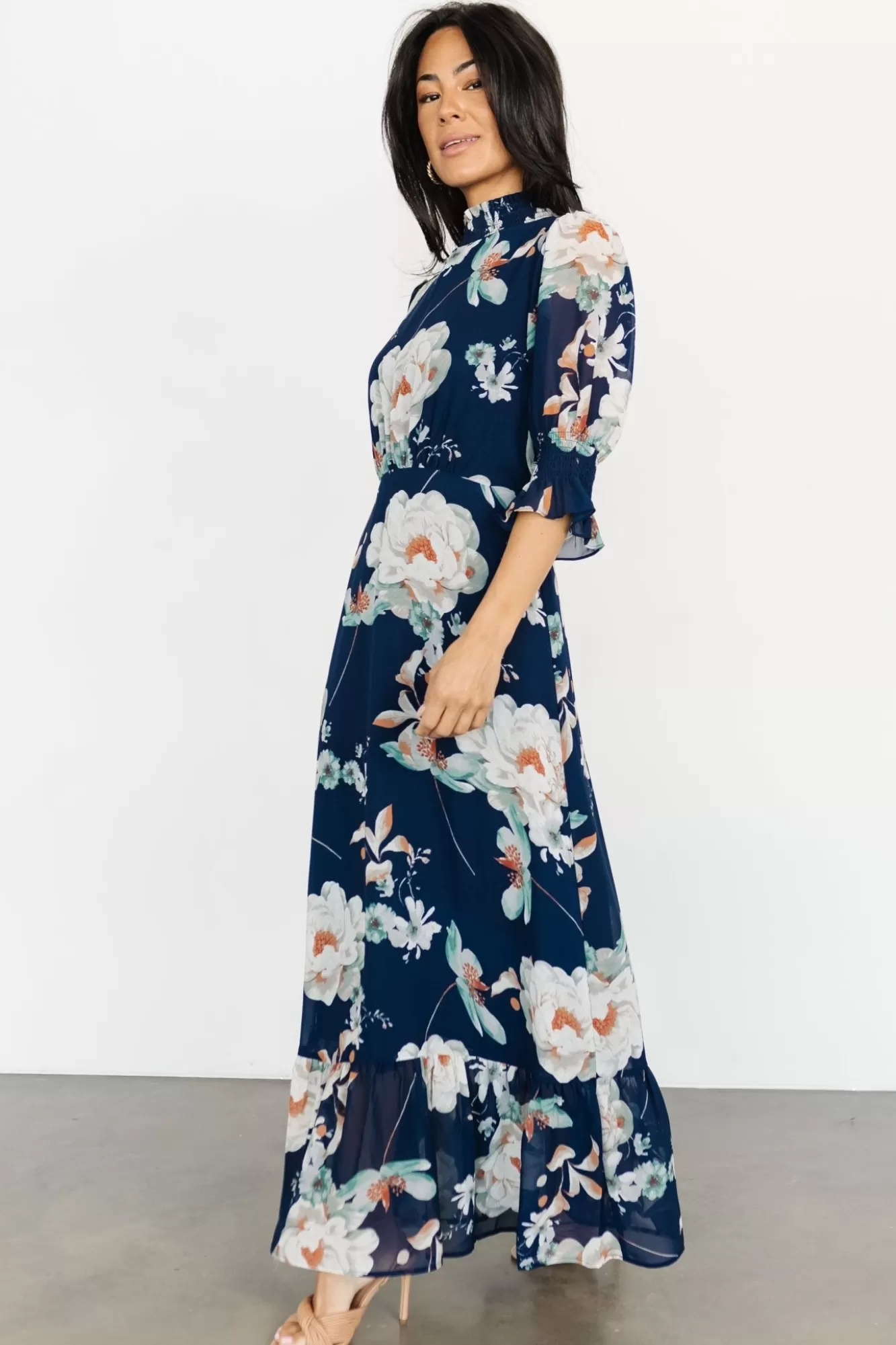 Baltic Born Maxi Dresses | Maxi Dresses | Marie Mock Neck Maxi Dress | Navy Floral