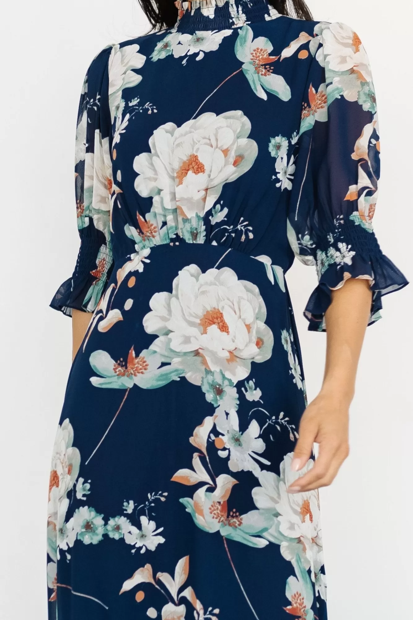 Baltic Born Maxi Dresses | Maxi Dresses | Marie Mock Neck Maxi Dress | Navy Floral