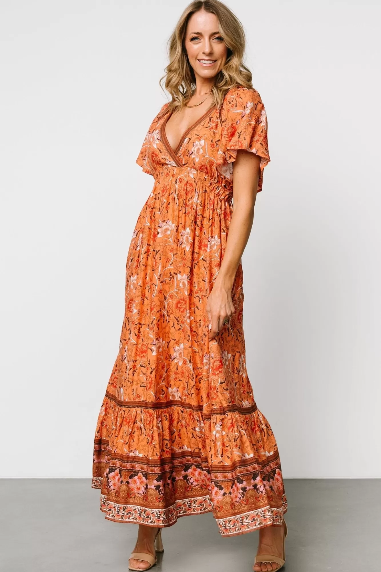 Baltic Born Maxi Dresses | Maxi Dresses | Marietta Maxi Dress | Orange Floral