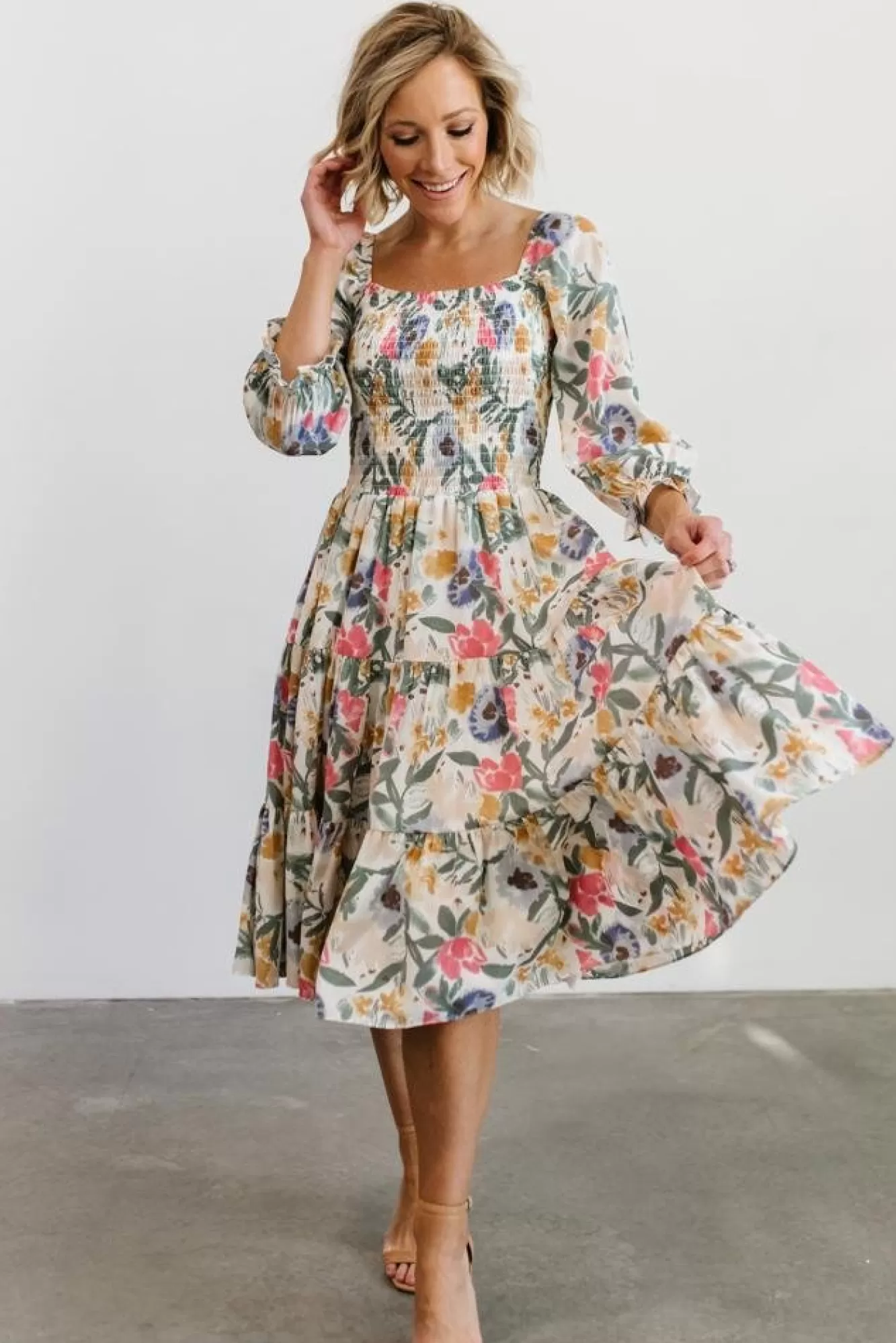 Baltic Born Midi Dresses | Midi Dresses | Marta Smocked Midi Dress | Multi Floral