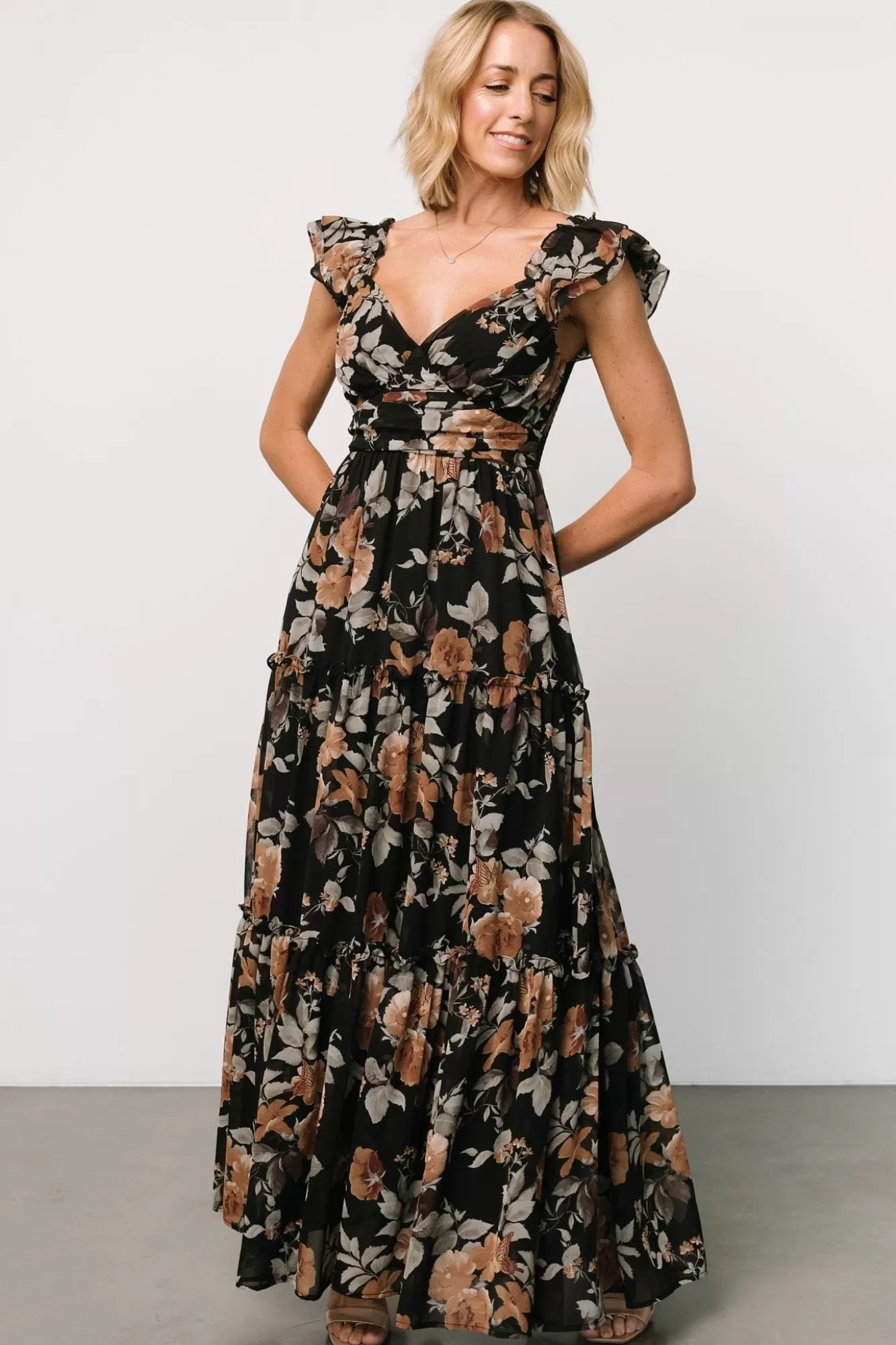 Baltic Born Maxi Dresses | Maxi Dresses | Martina Maxi Dress | Black + Copper Floral