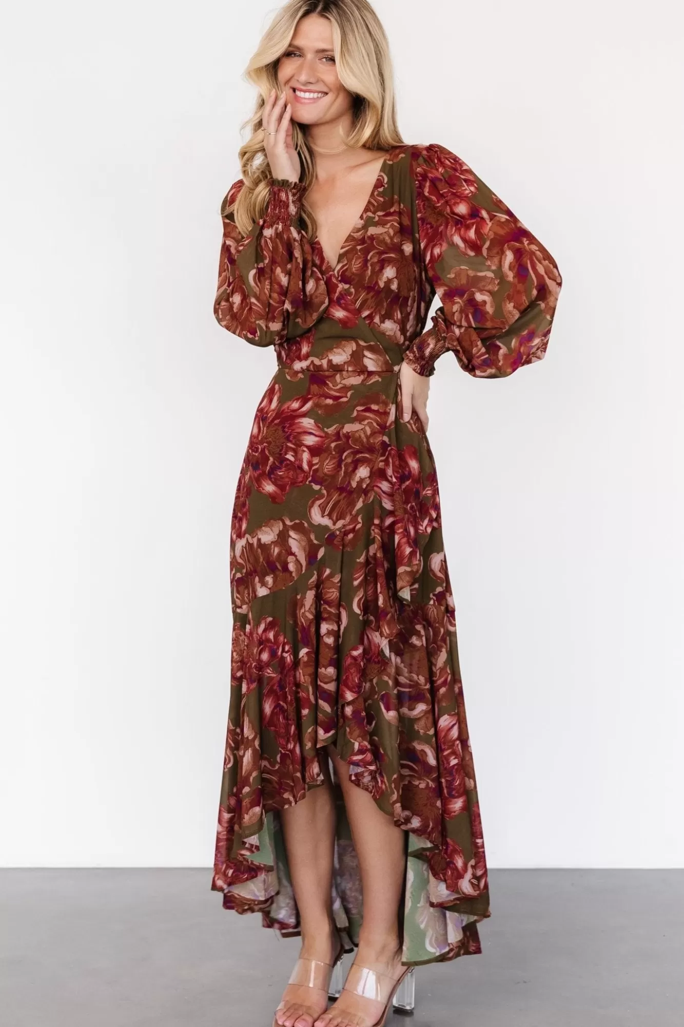 Baltic Born Maxi Dresses | Maxi Dresses | Maryana Ruffle Dress | Olive Floral