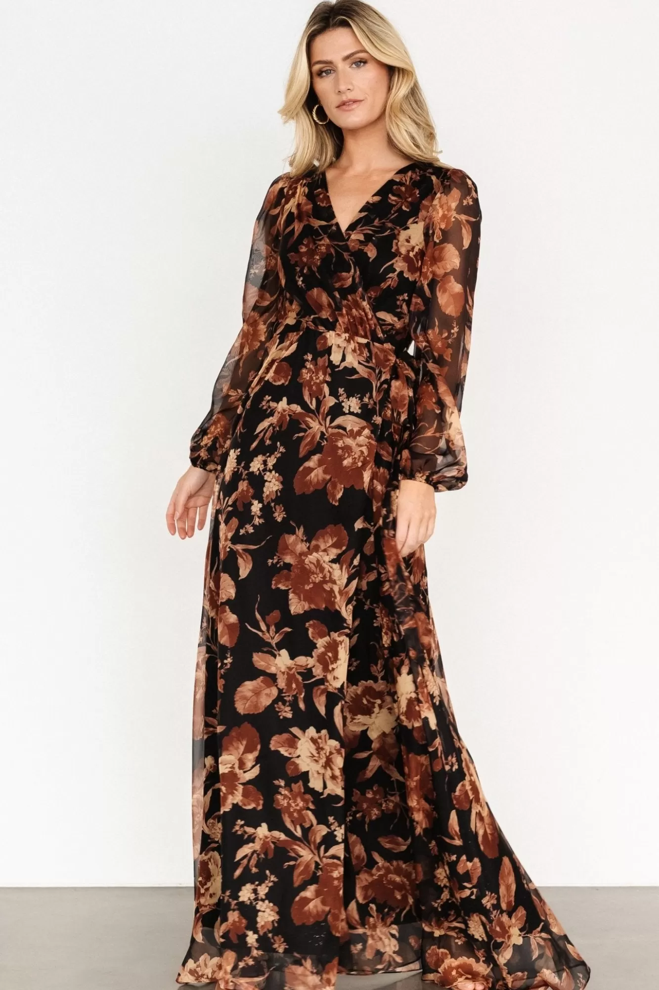 Baltic Born Maxi Dresses | Maxi Dresses | Maura Wrap Maxi Dress | Black Print