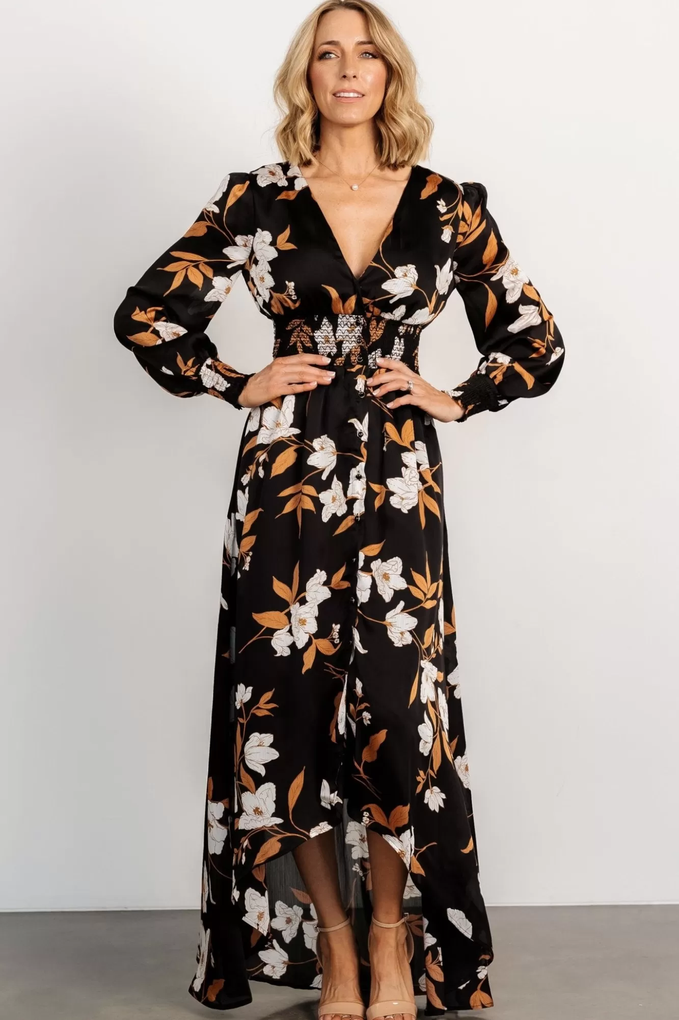 Baltic Born Maxi Dresses | Maxi Dresses | Mayfair High Low Maxi Dress | Black Floral