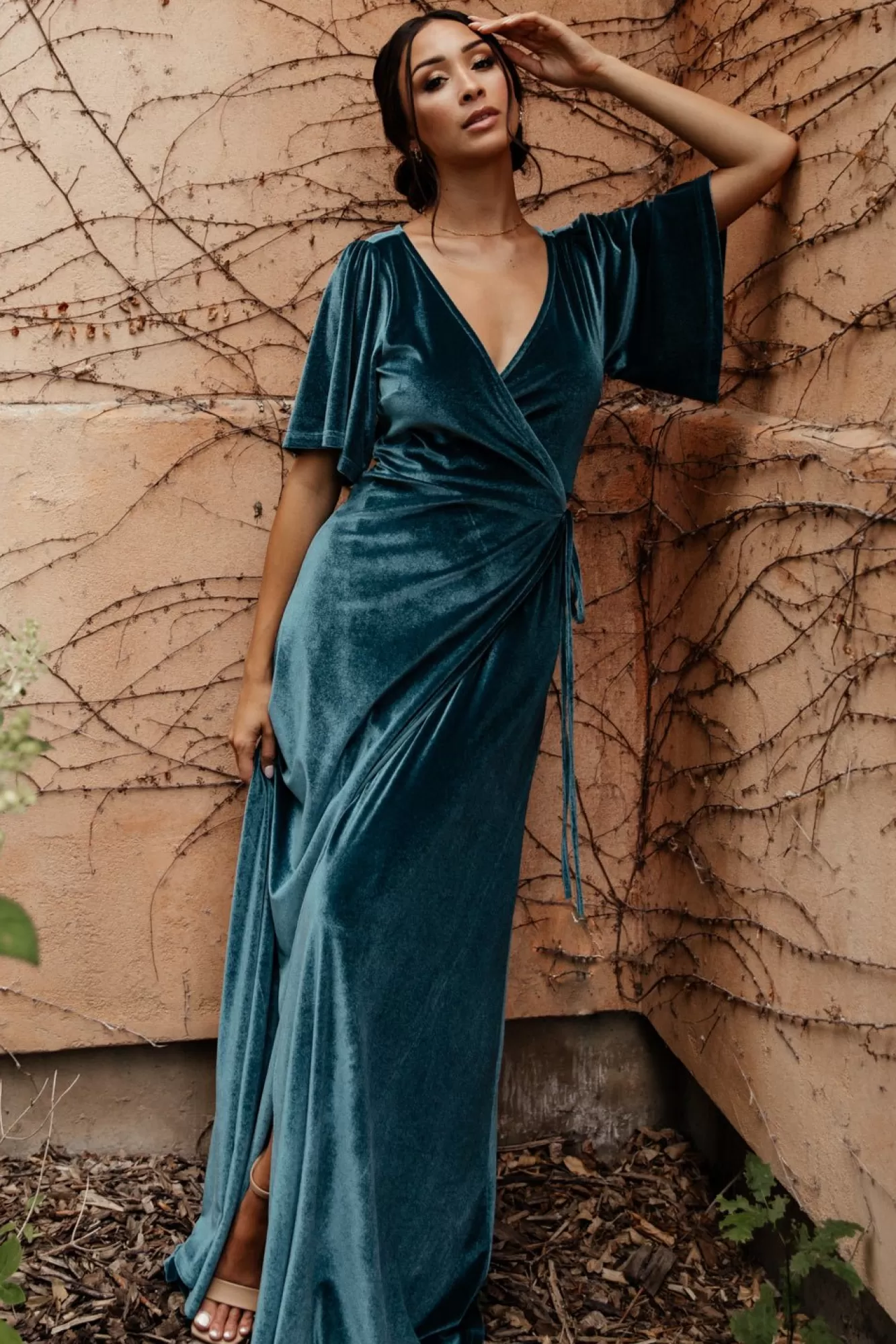 Baltic Born Maxi Dresses | Maxi Dresses | Meghan Velvet Wrap Maxi Dress | Persian Blue