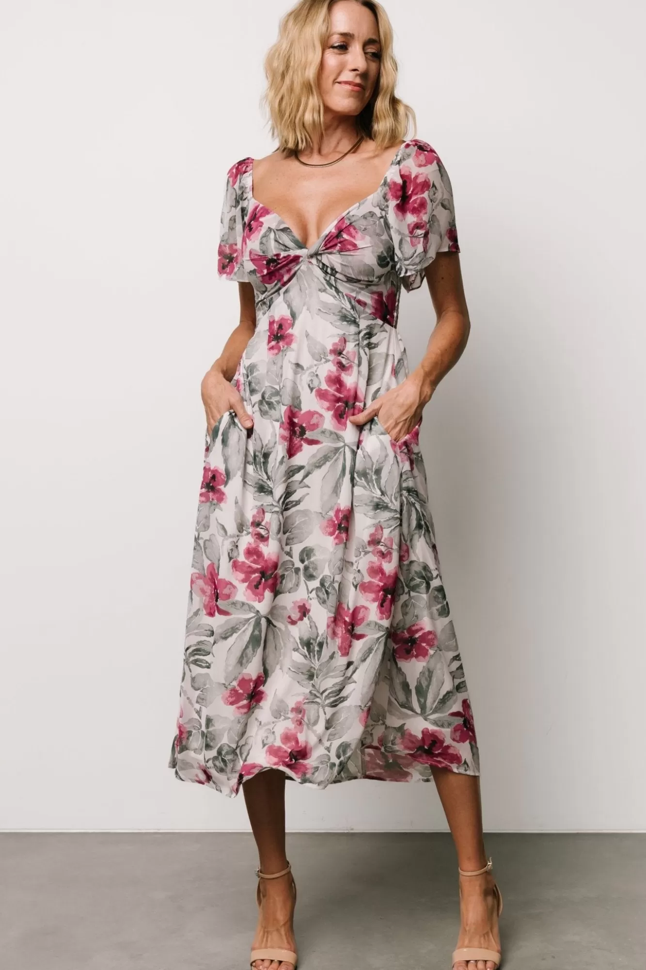 Baltic Born Midi Dresses | Midi Dresses | Melinda Midi Dress | Pink Floral