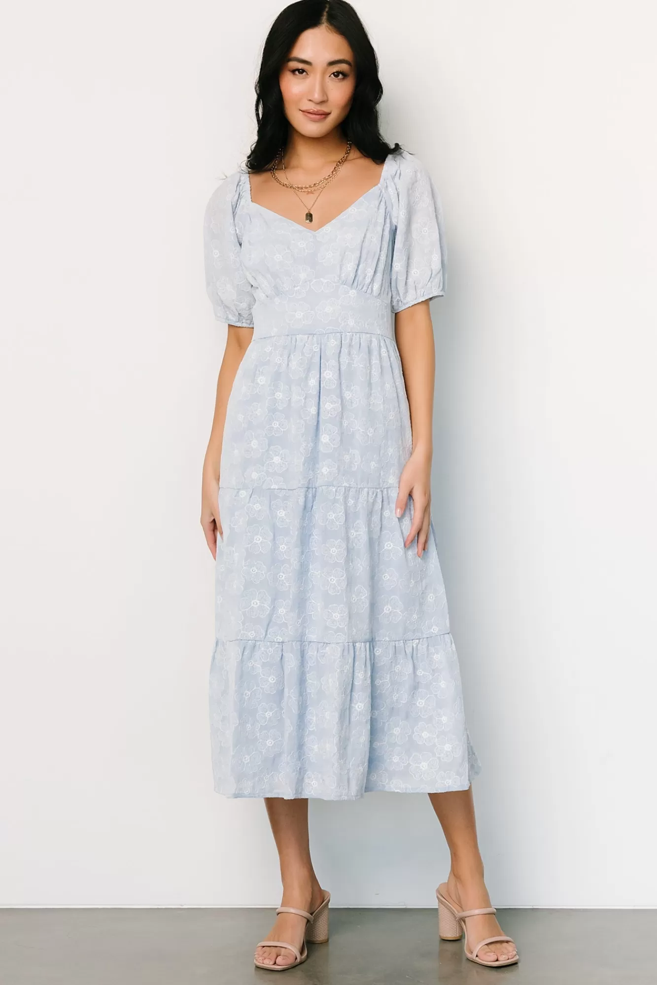 Baltic Born Midi Dresses | Midi Dresses | Mildred Embroidered Midi Dress | Light Blue