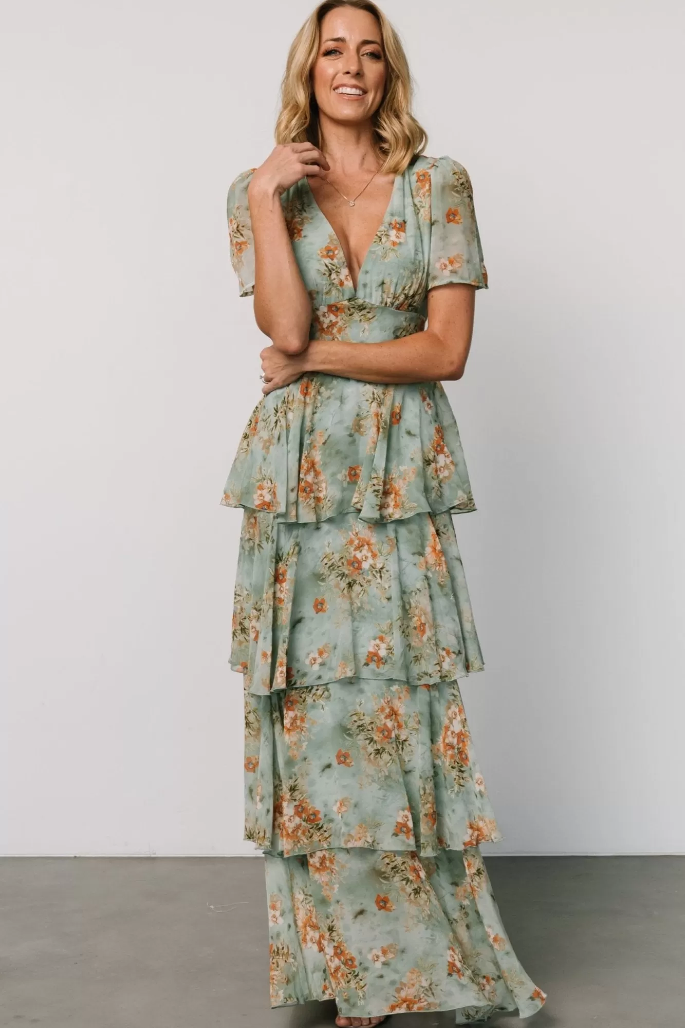 Baltic Born Maxi Dresses | Maxi Dresses | Montaigne Ruffle Maxi Dress | Blue Sage Floral