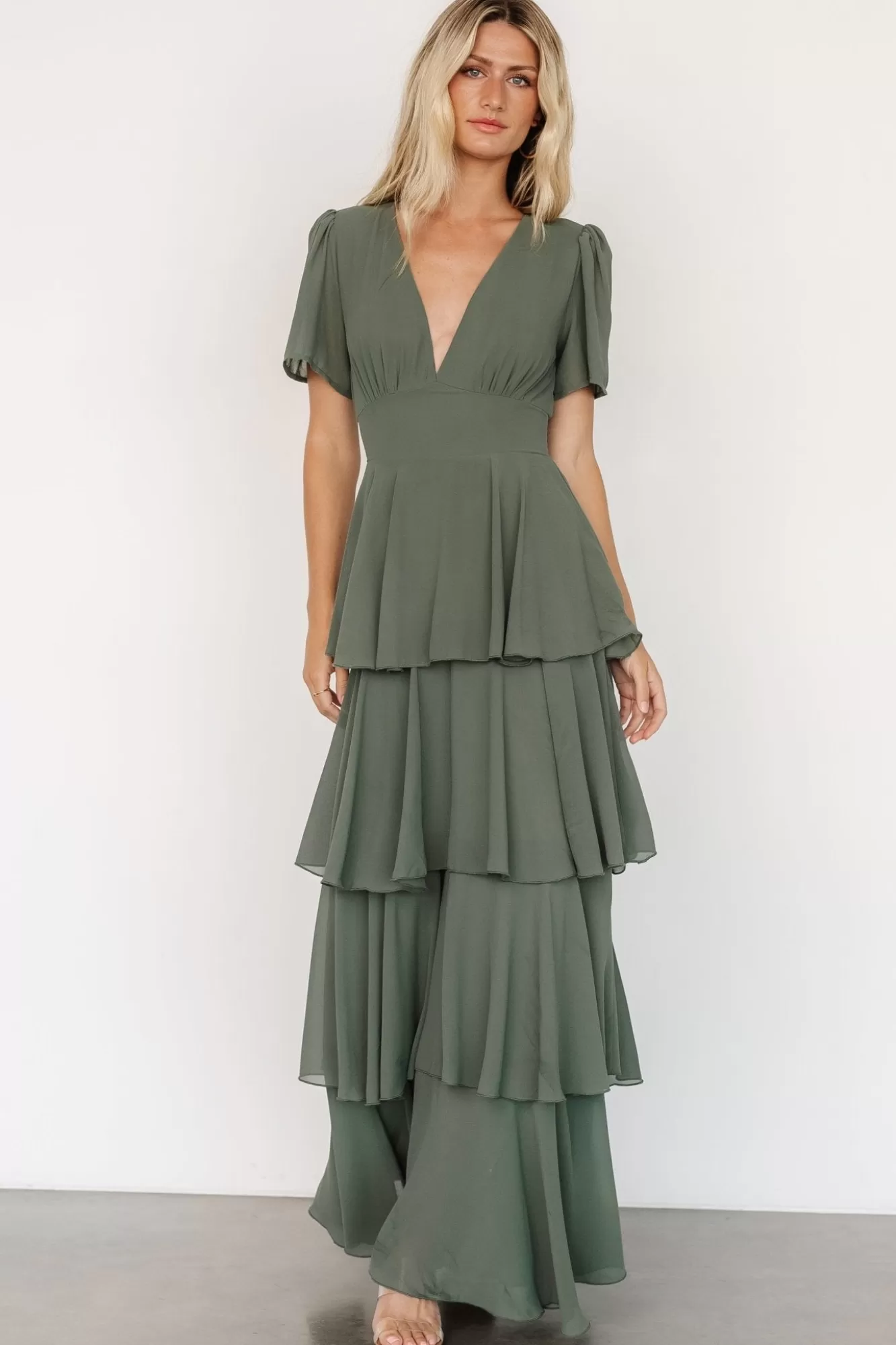 Baltic Born Maxi Dresses | Maxi Dresses | Montaigne Ruffle Maxi Dress | Dark Sage