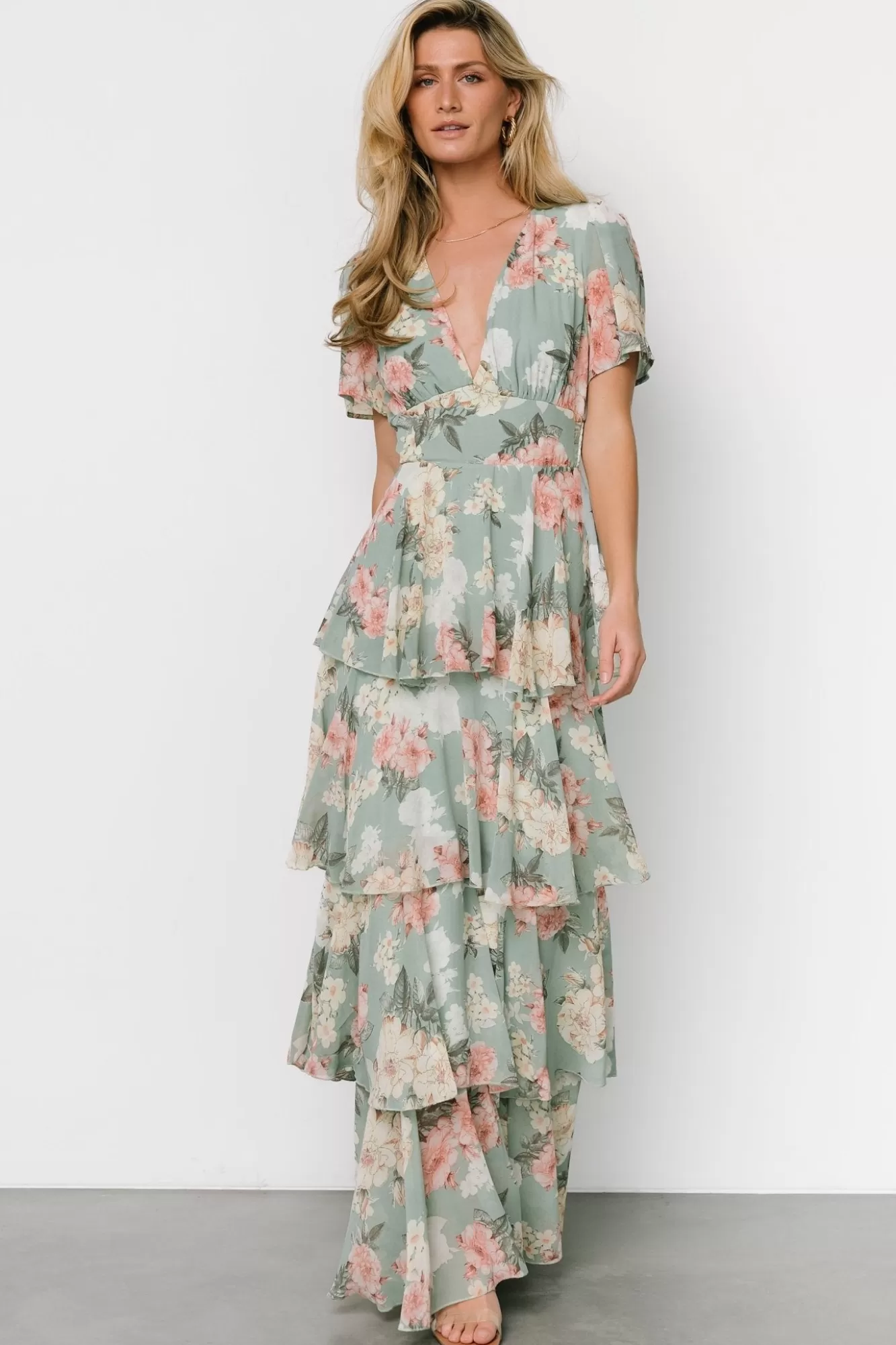 Baltic Born Maxi Dresses | Maxi Dresses | Montaigne Ruffle Maxi Dress | Sage Floral