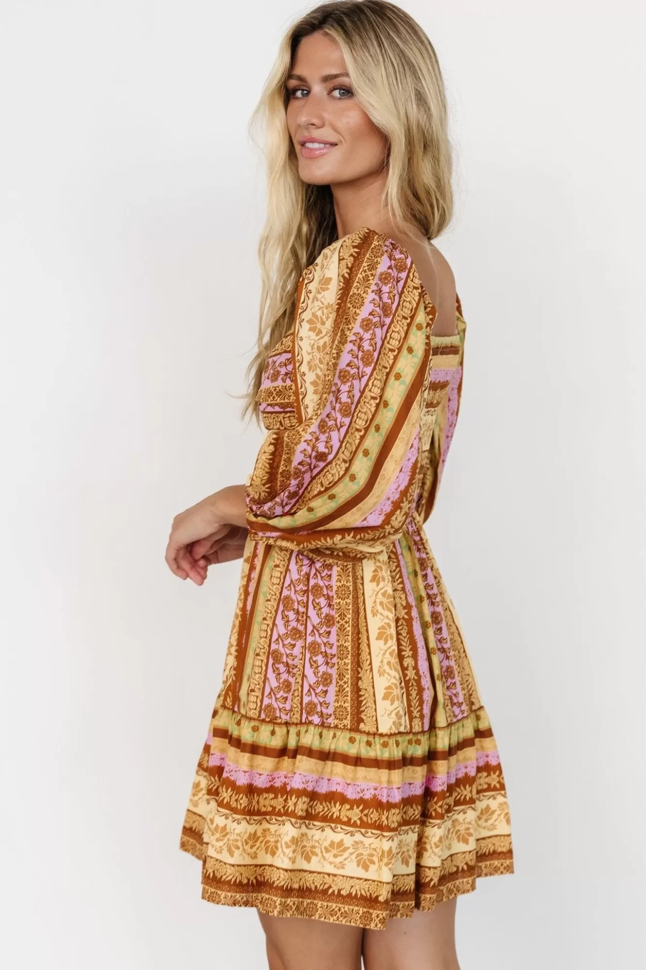 Baltic Born Short Dresses | Short Dresses | Moriah Mini Dress | Camel Multi