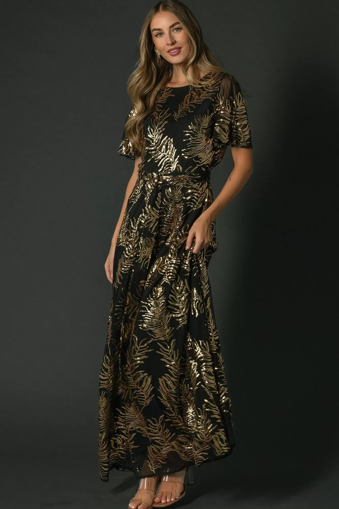 Baltic Born Maxi Dresses | Maxi Dresses | Muse Sequin Maxi Dress | Black + Gold