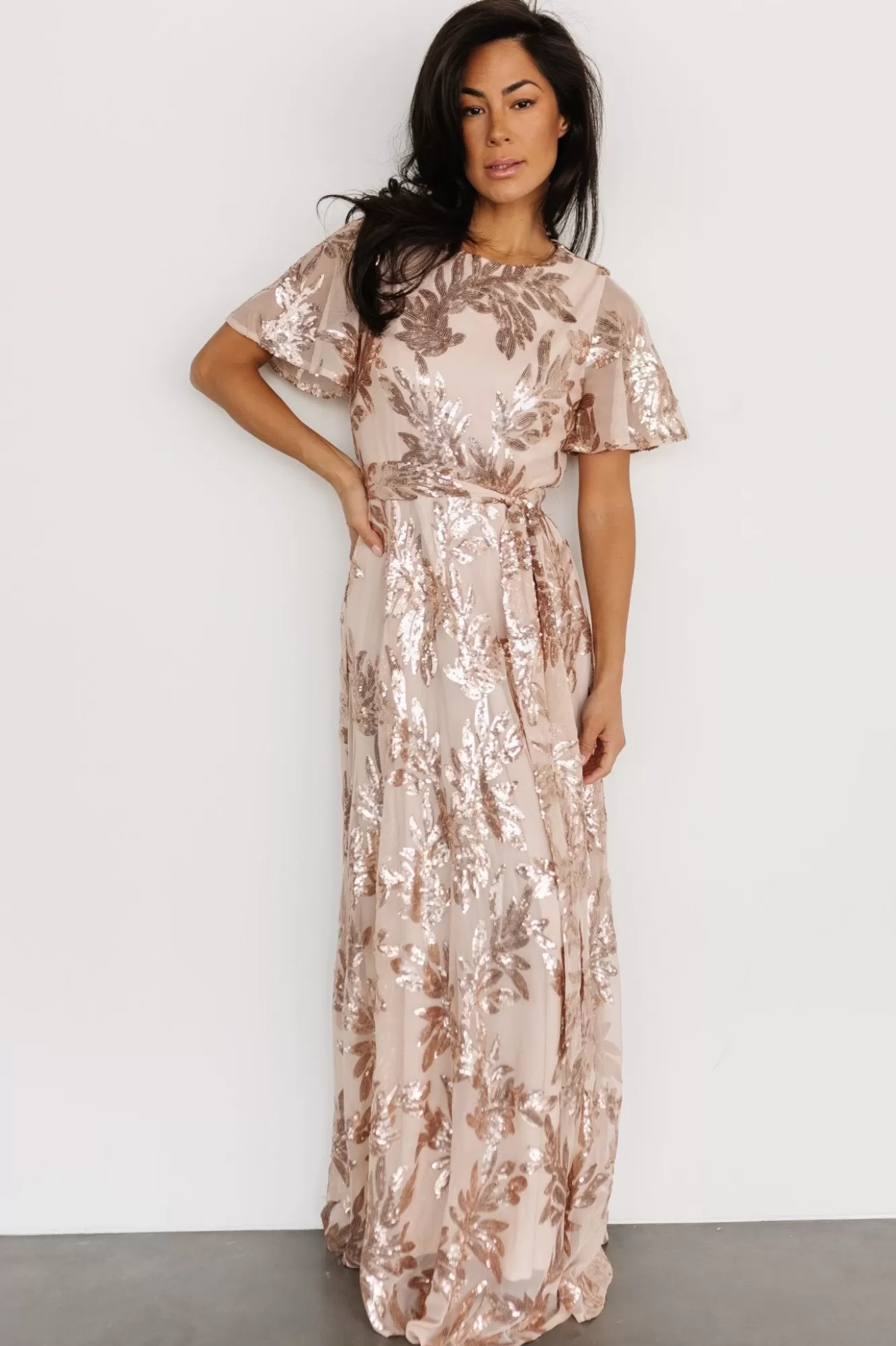 Baltic Born Maxi Dresses | Maxi Dresses | Muse Sequin Maxi Dress | Rose Gold