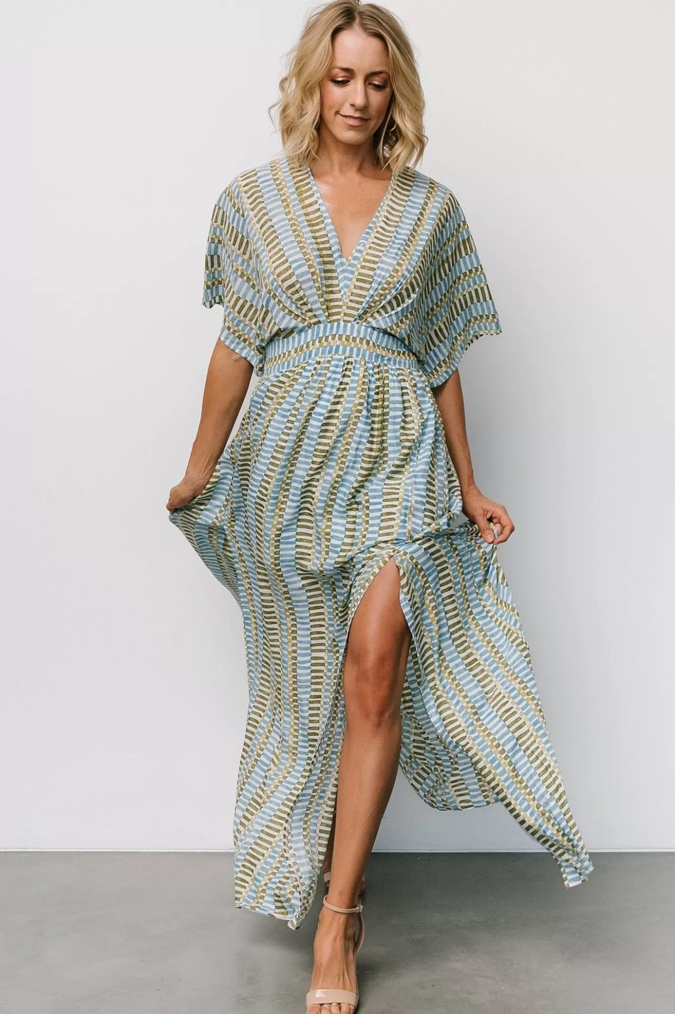 Baltic Born Maxi Dresses | Maxi Dresses | Mylis Kimono Dress | Blue + Green Print