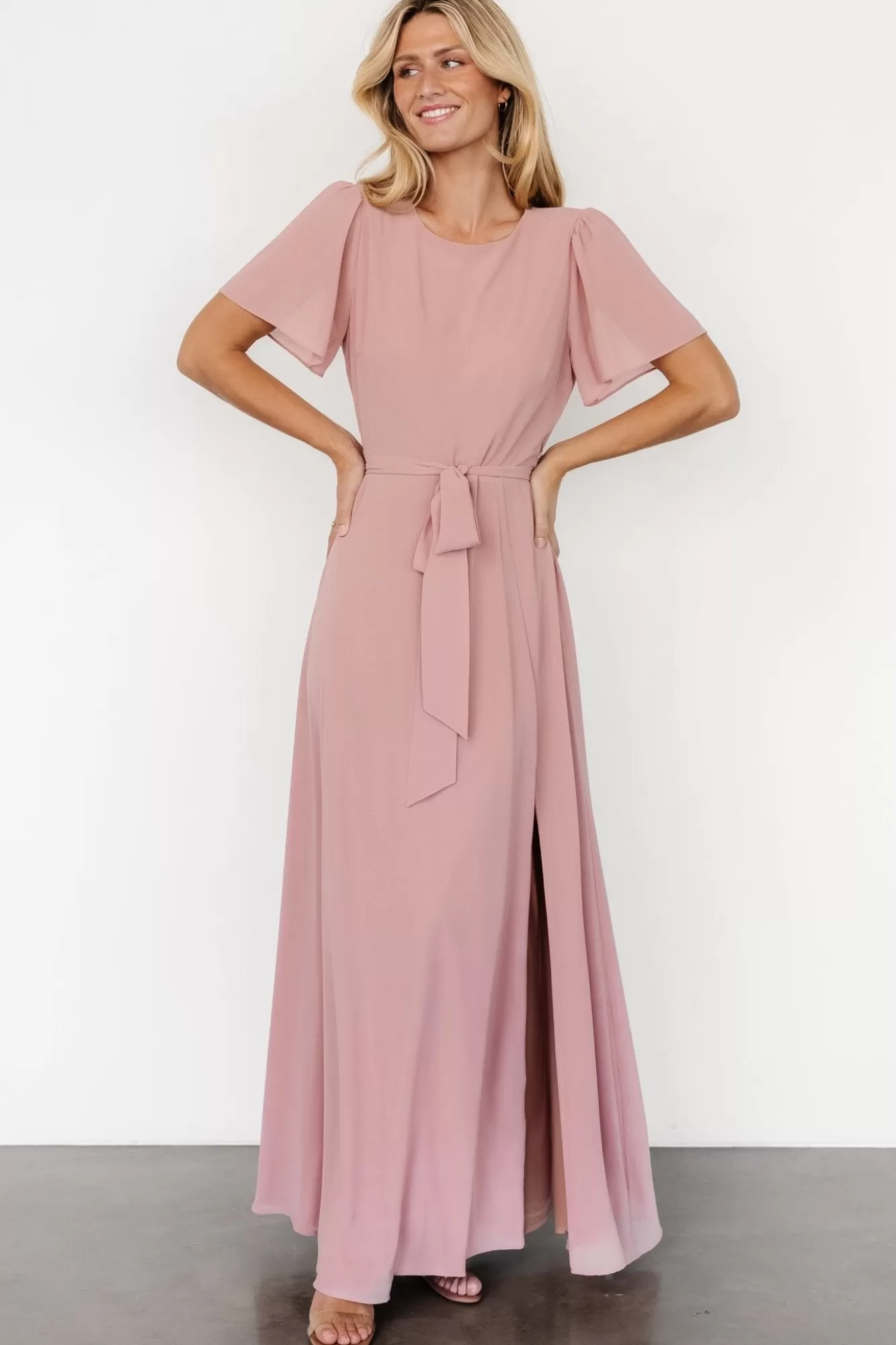 Baltic Born Maxi Dresses | Maxi Dresses | Naomi Short Sleeve Maxi Dress | Blush Pink