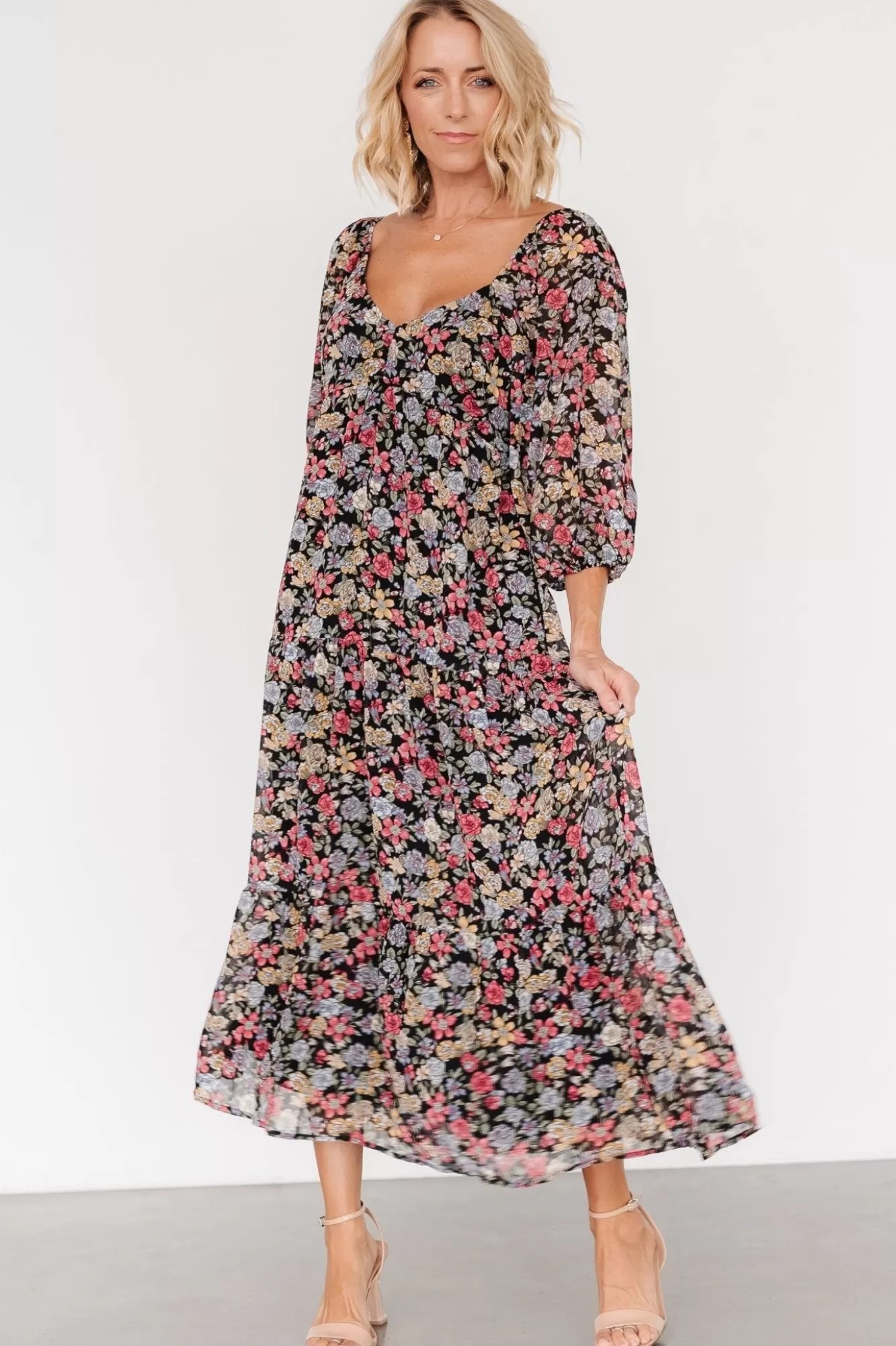 Baltic Born Midi Dresses | Midi Dresses | Nevaeh Bubble Sleeve Dress | Multi Floral