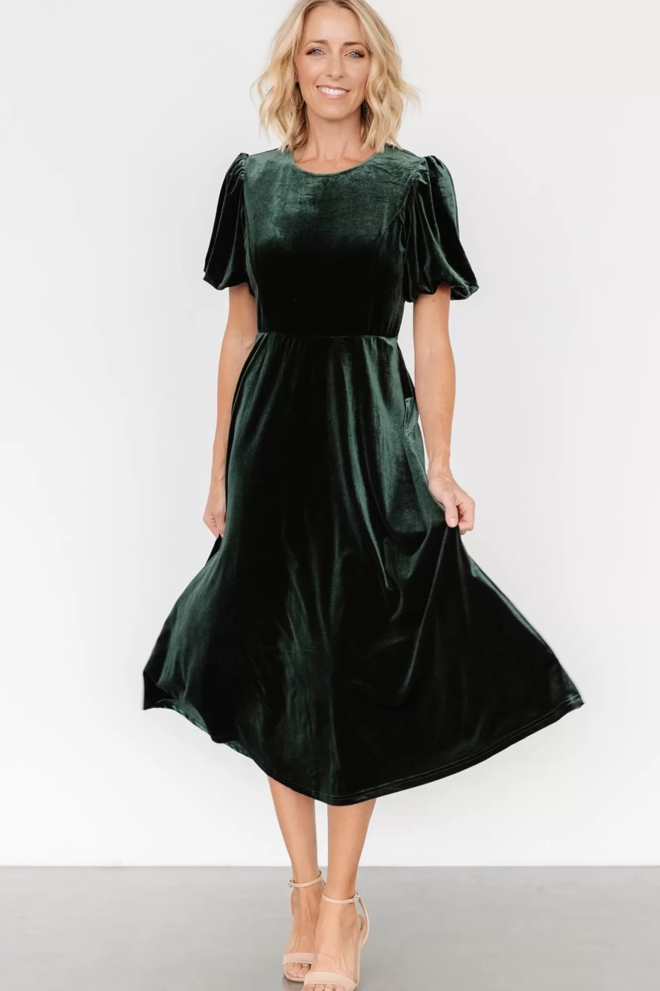 Baltic Born Midi Dresses | Midi Dresses | Nita Velvet Midi Dress | Deep Green