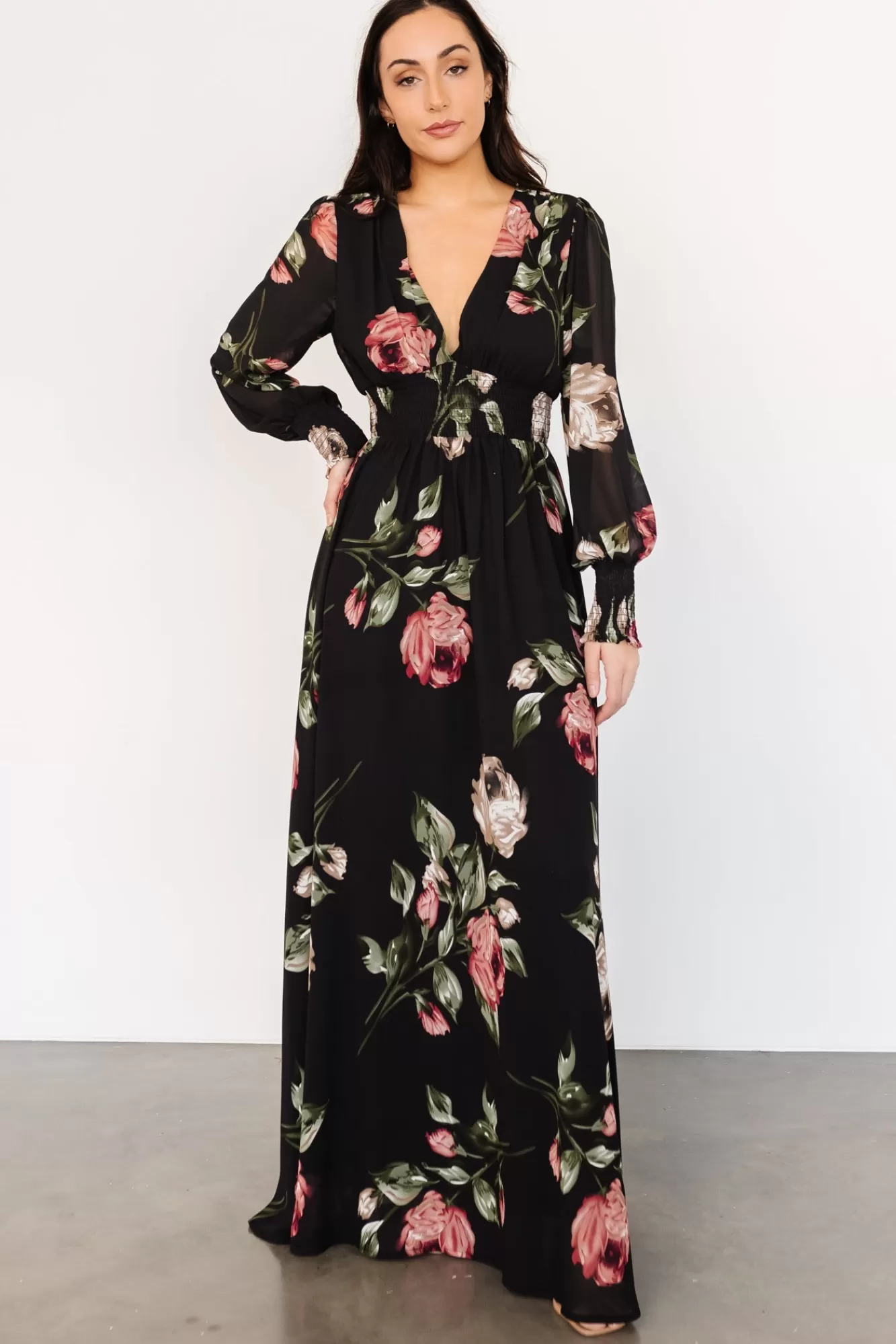 Baltic Born Maxi Dresses | Maxi Dresses | Olivia Maxi Dress | Black Rose Floral