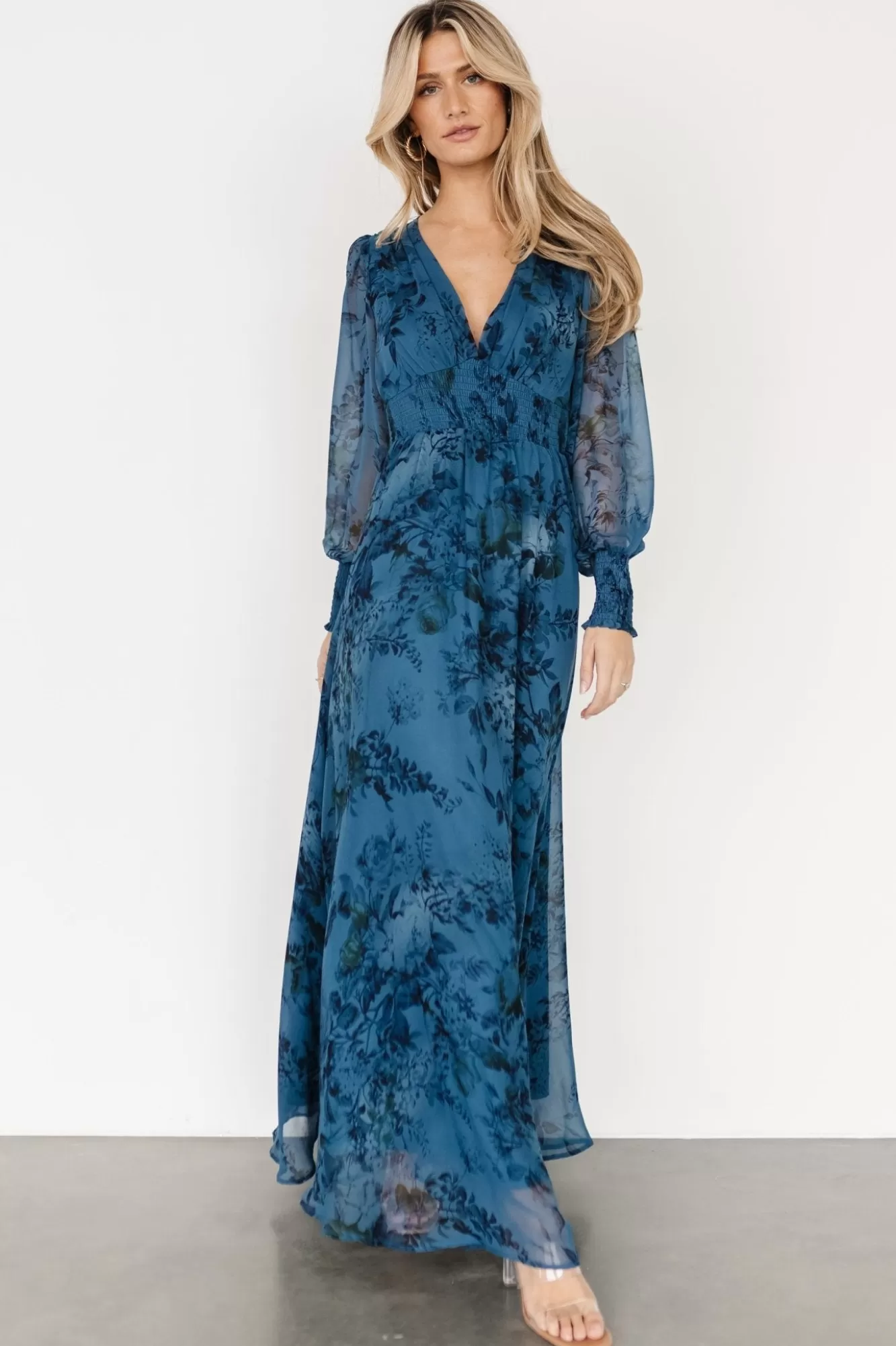 Baltic Born Maxi Dresses | Maxi Dresses | Olivia Maxi Dress | Deep Blue Floral