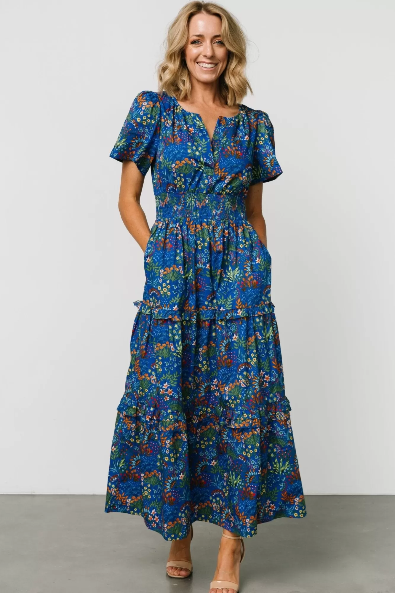 Baltic Born Maxi Dresses | Maxi Dresses | Palmer Tiered Maxi Dress | Cobalt Multi