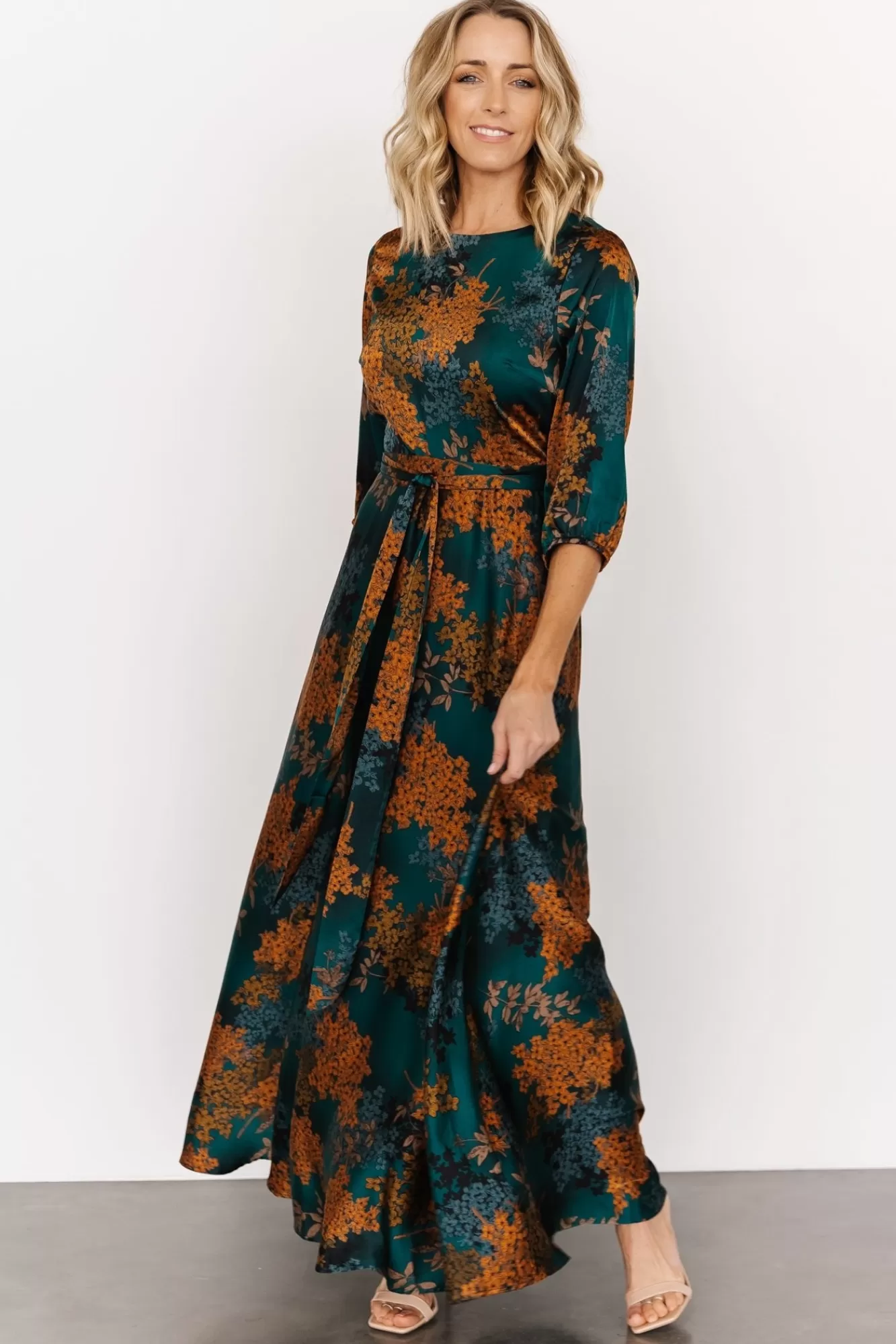 Baltic Born Maxi Dresses | Maxi Dresses | Paula Satin Maxi Dress | Jade Multi