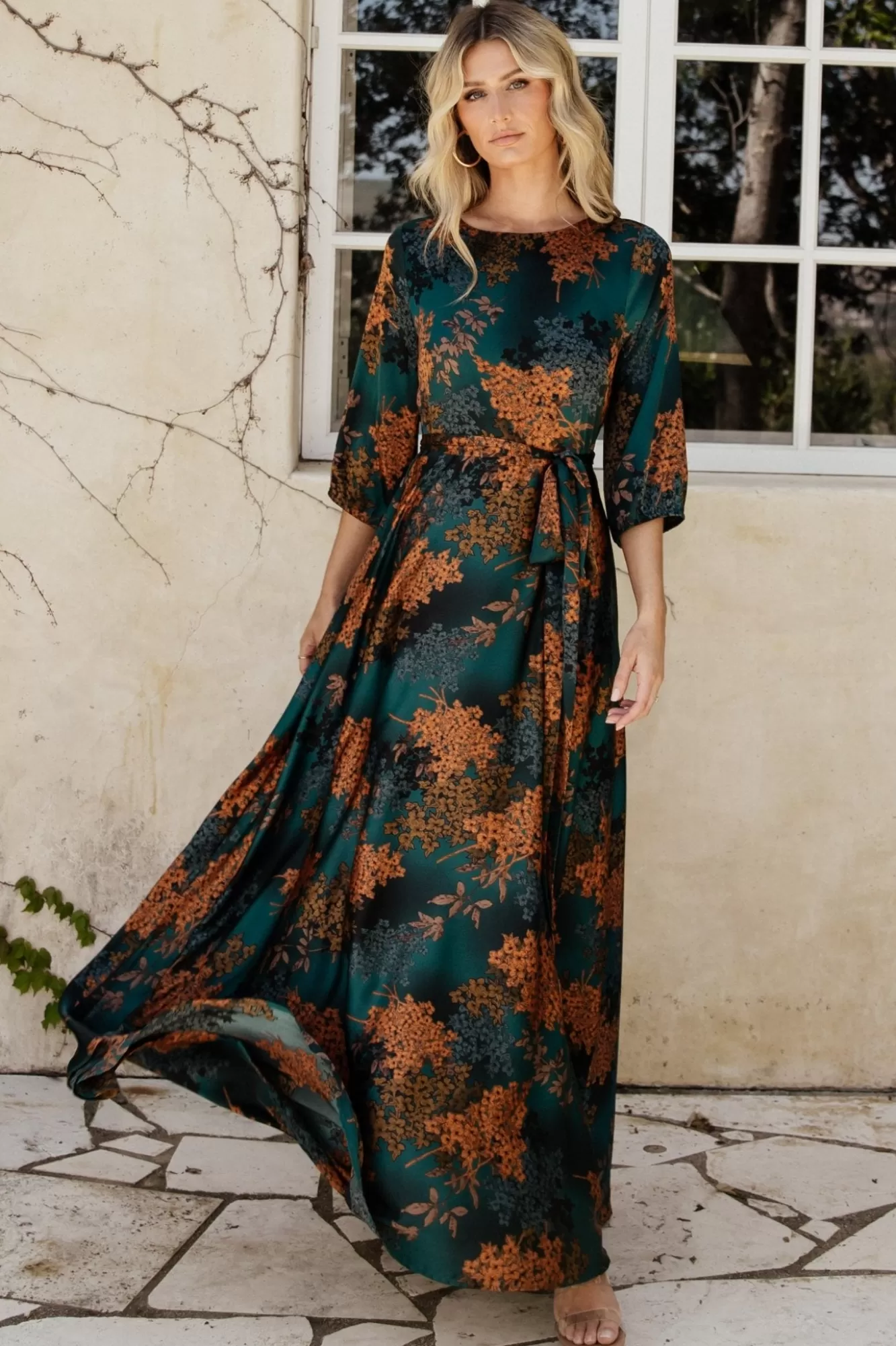 Baltic Born Maxi Dresses | Maxi Dresses | Paula Satin Maxi Dress | Jade Multi