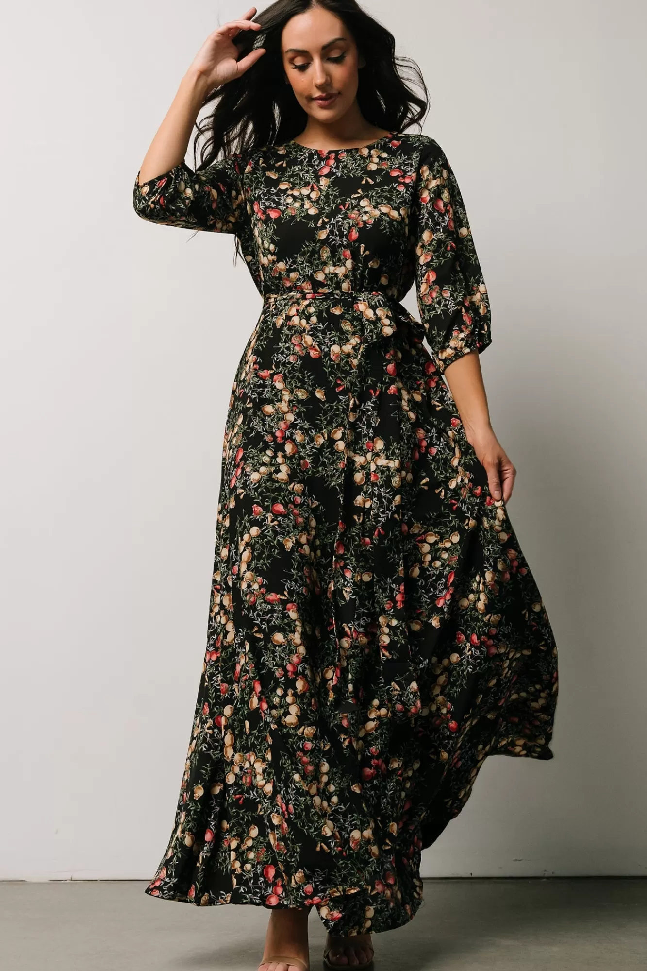 Baltic Born Maxi Dresses | Maxi Dresses | Rebecca Maxi Dress | Black Pomegranate Print