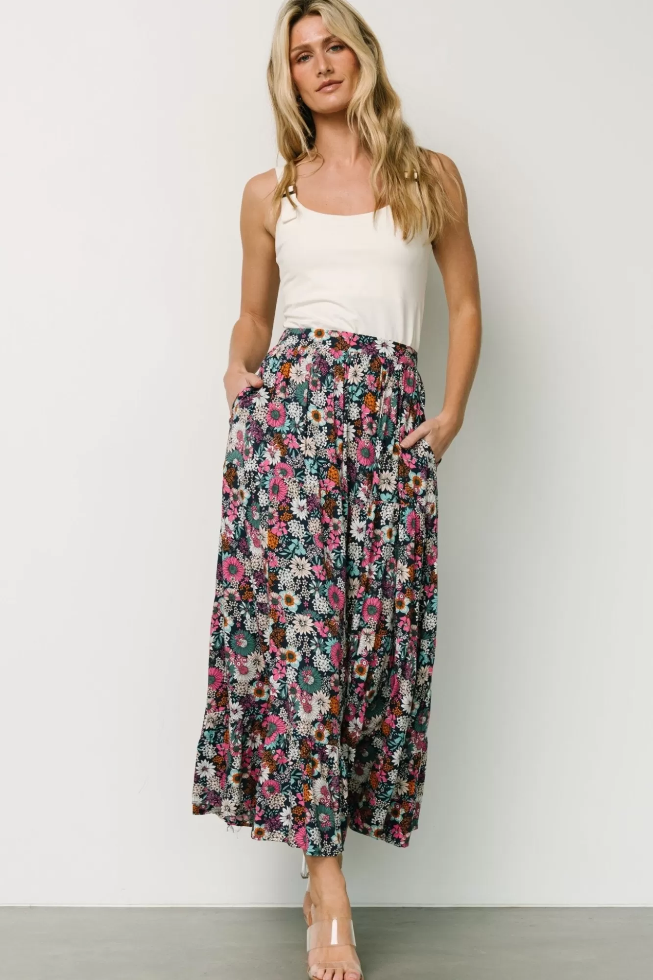 Baltic Born Maxi Dresses | Maxi Dresses | Reilly Maxi Skirt | Navy Flower Print