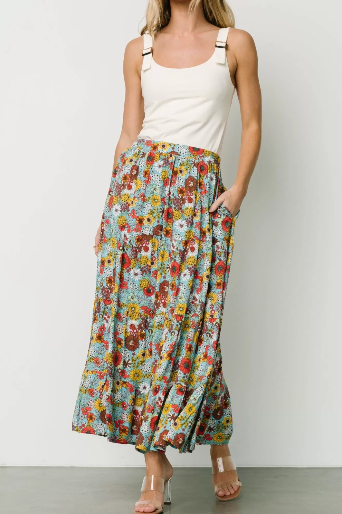 Baltic Born Maxi Dresses | Maxi Dresses | Reilly Maxi Skirt | Teal Flower Print